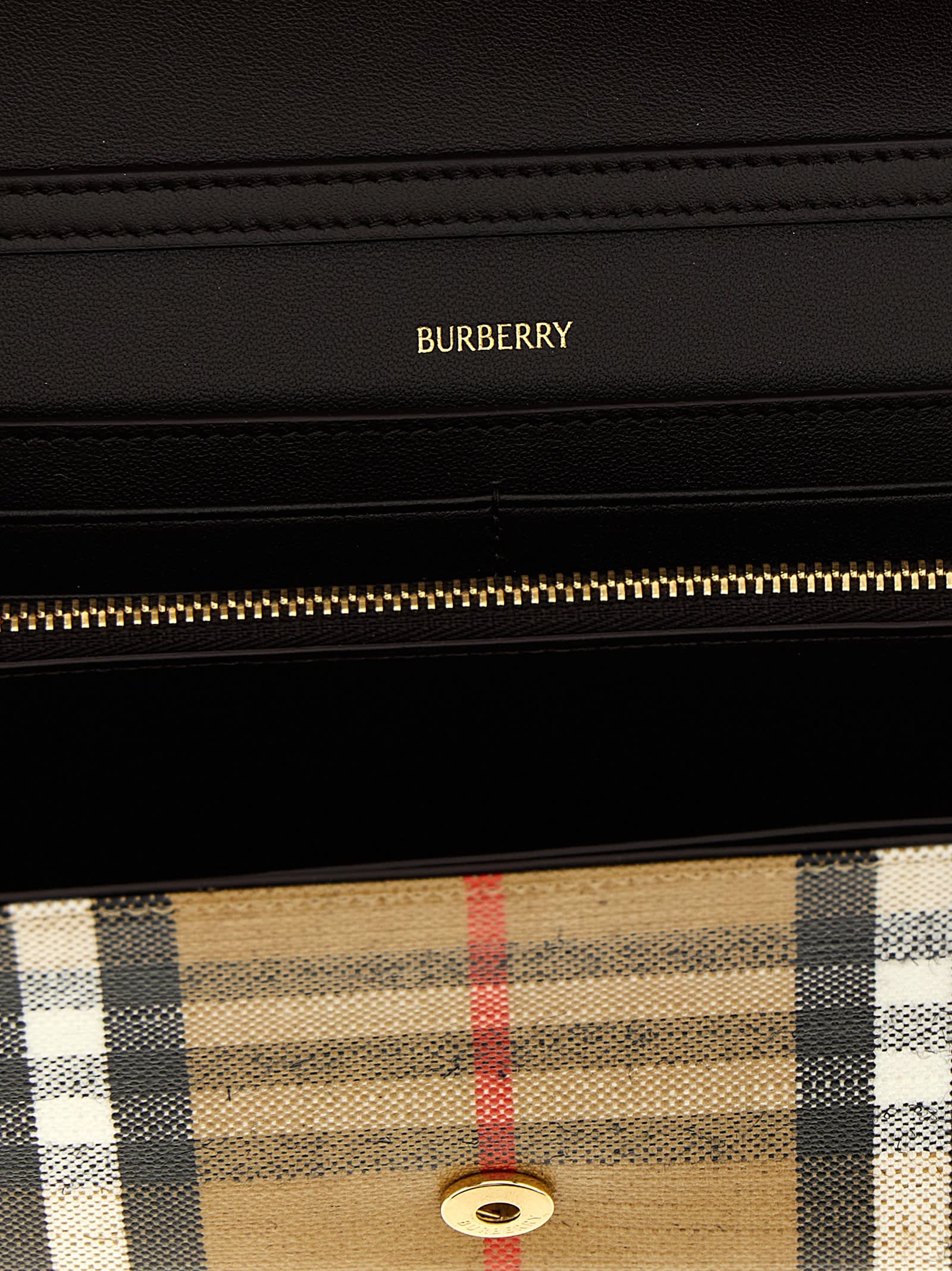 Burberry Highlands Wallet On Chain In Brown