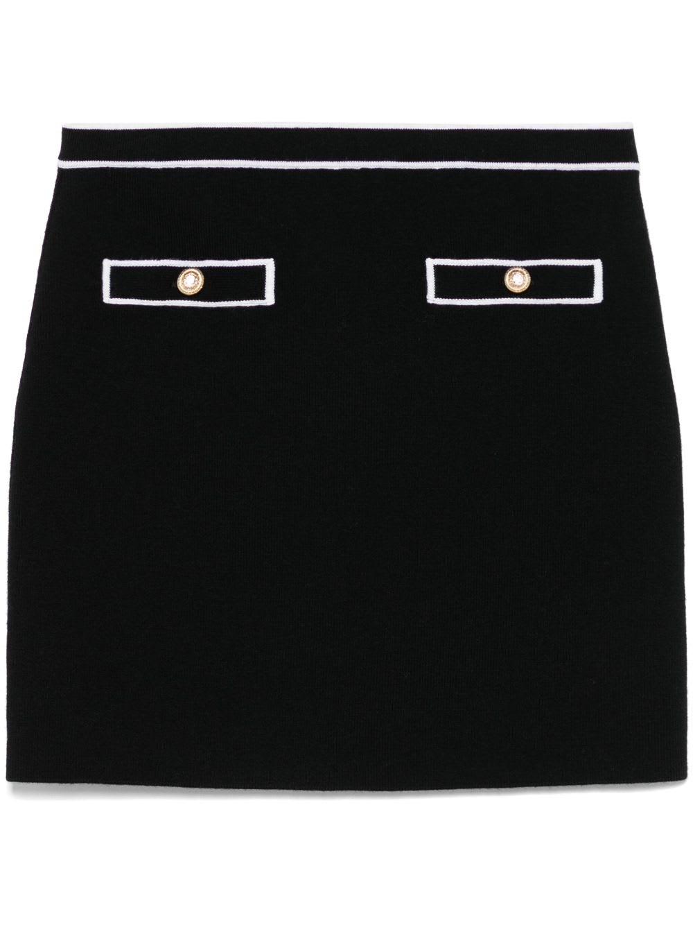 Alice And Olivia Kipp Knit Wool-blend Mini Skirt In Black