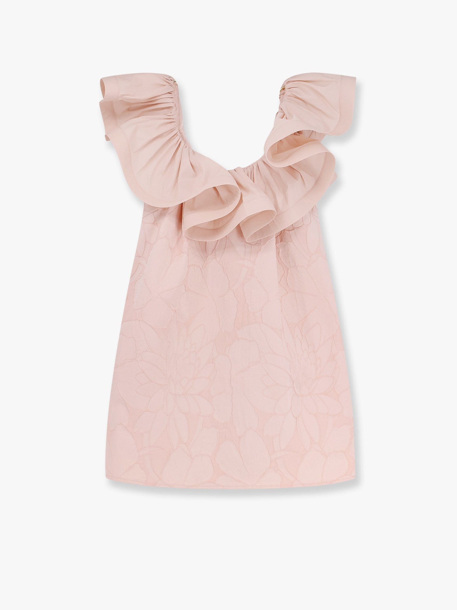 Elisabetta Franchi Floral Jacquard Mini Dress With Ruches In Pink