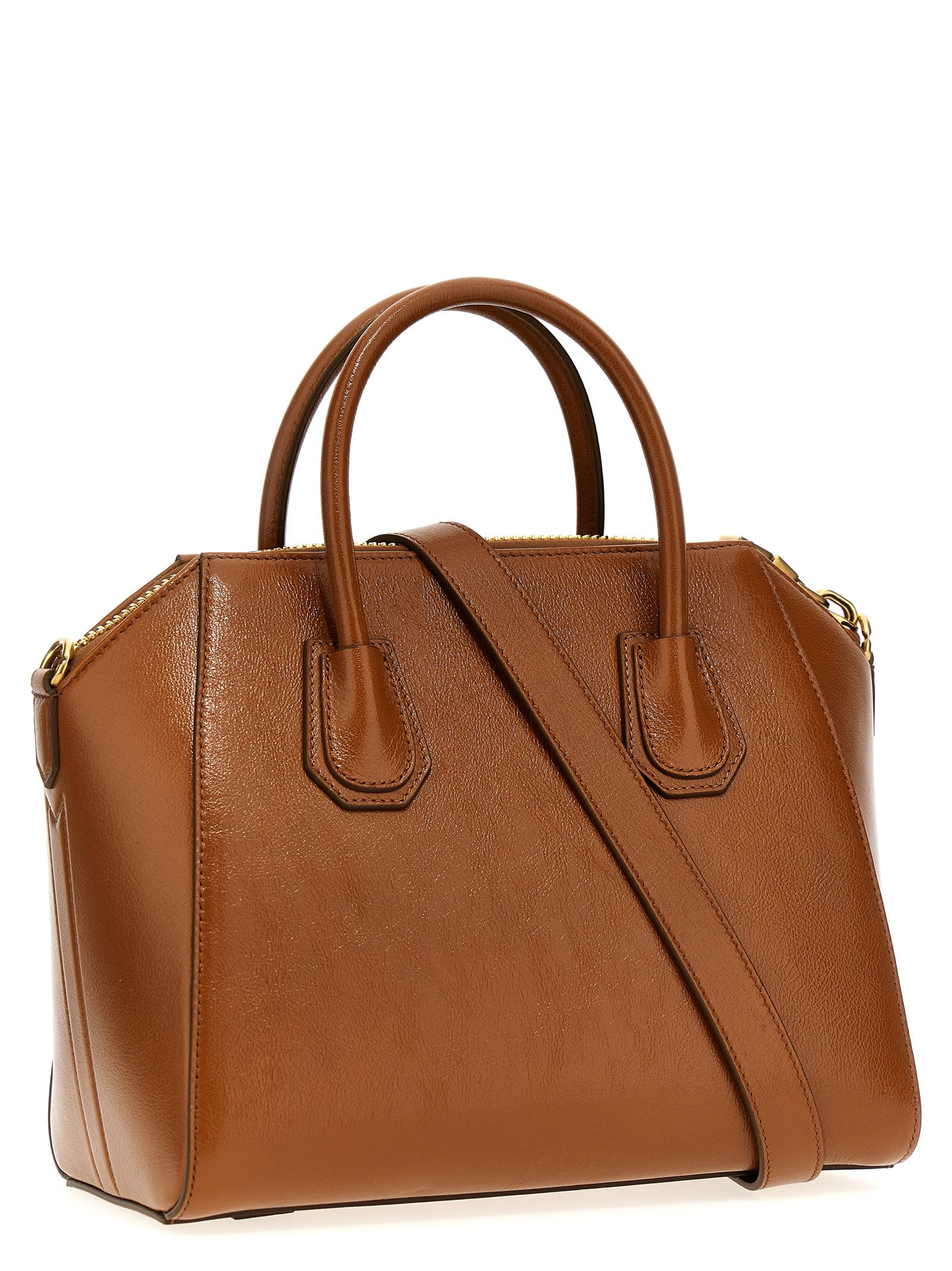 Shop Givenchy Antigona Small Handbag In Brown