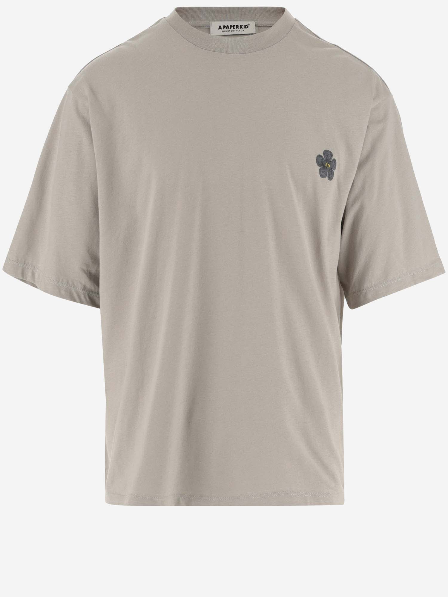 A Paper Kid Cotton T-shirt With Logo In Grigio/grey