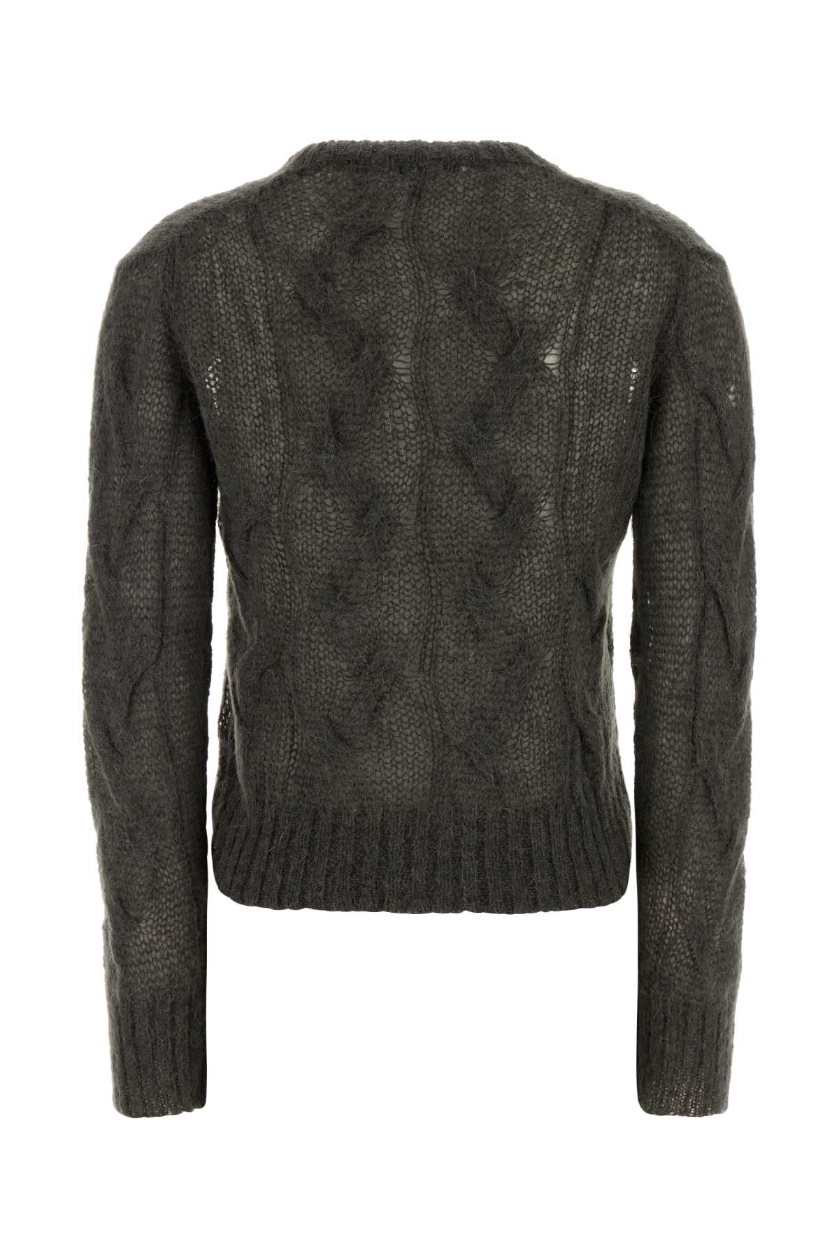 Gimaguas Cropped Cable Knit Long Sleeve Sweater In Gray
