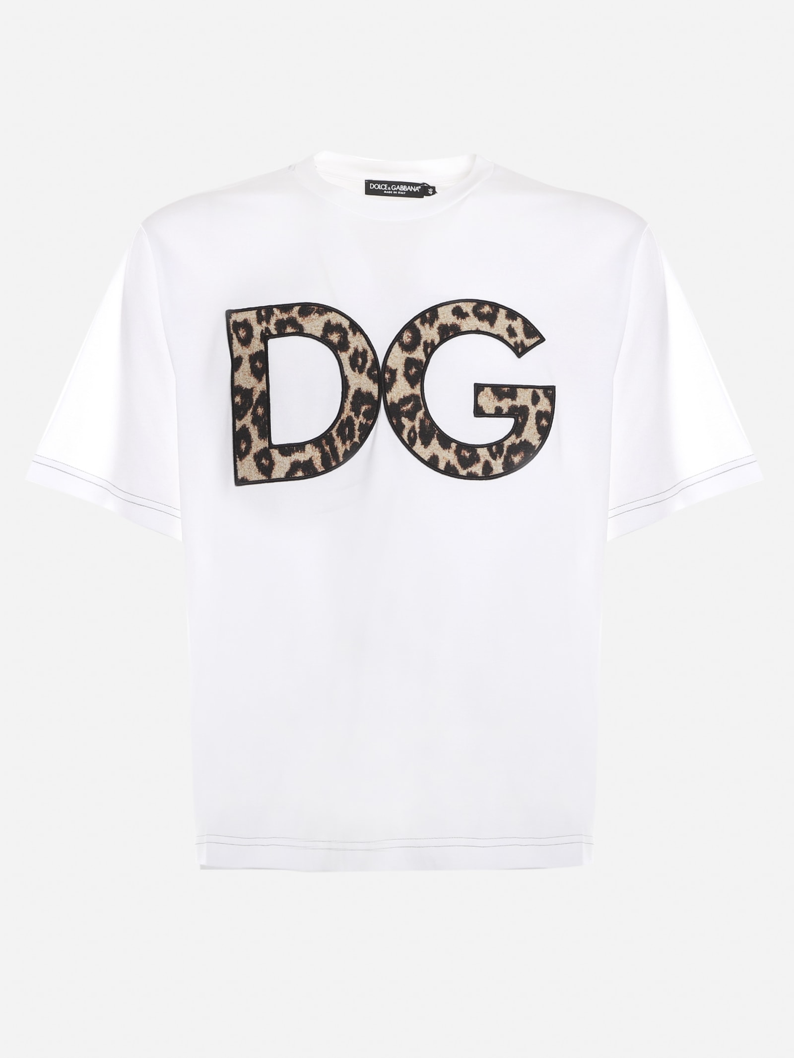 Dolce & Gabbana Cotton T-shirt With Leopard Logo Patch