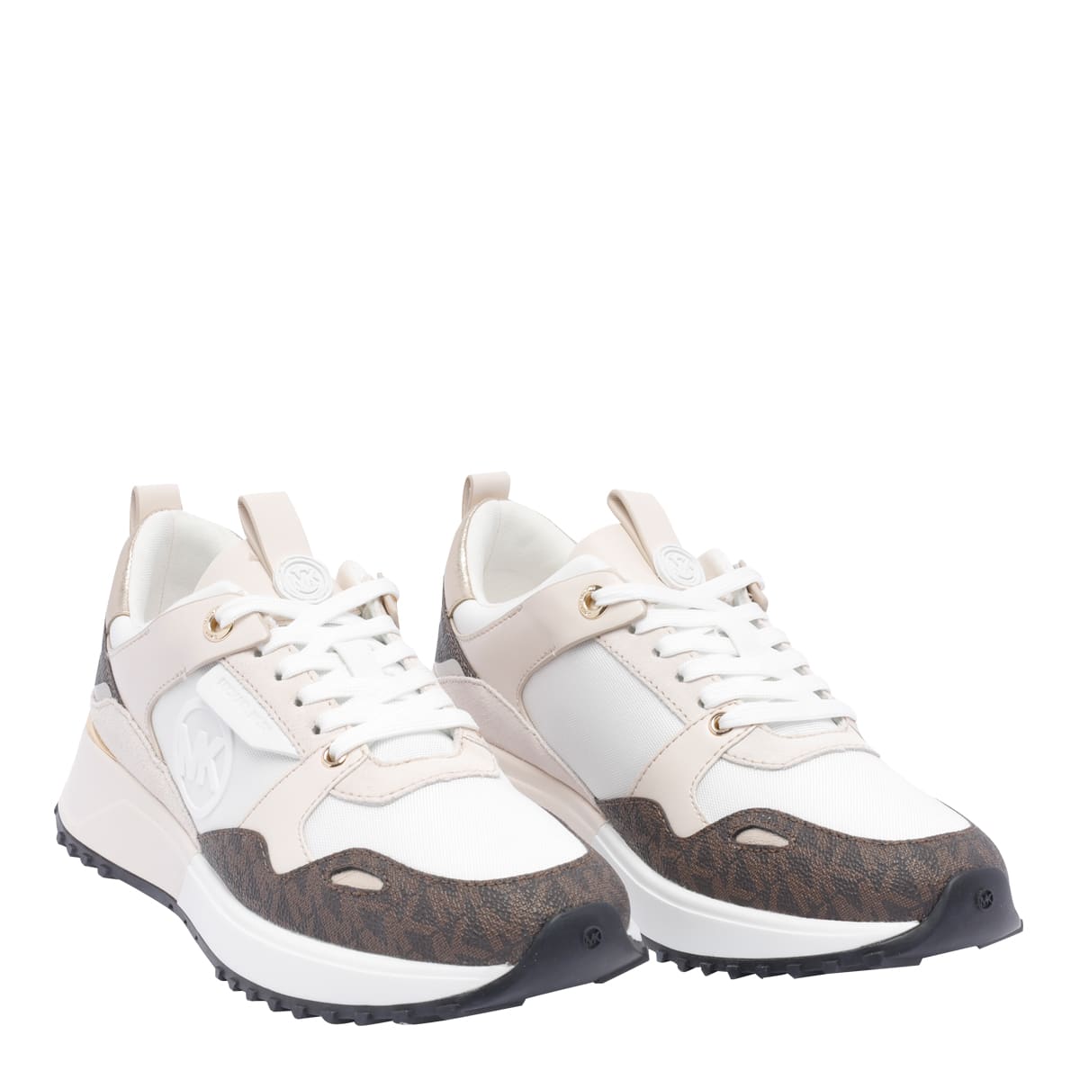 Michael Michael Kors Womens White Theo Suede And Canvas Trainers 7 In White