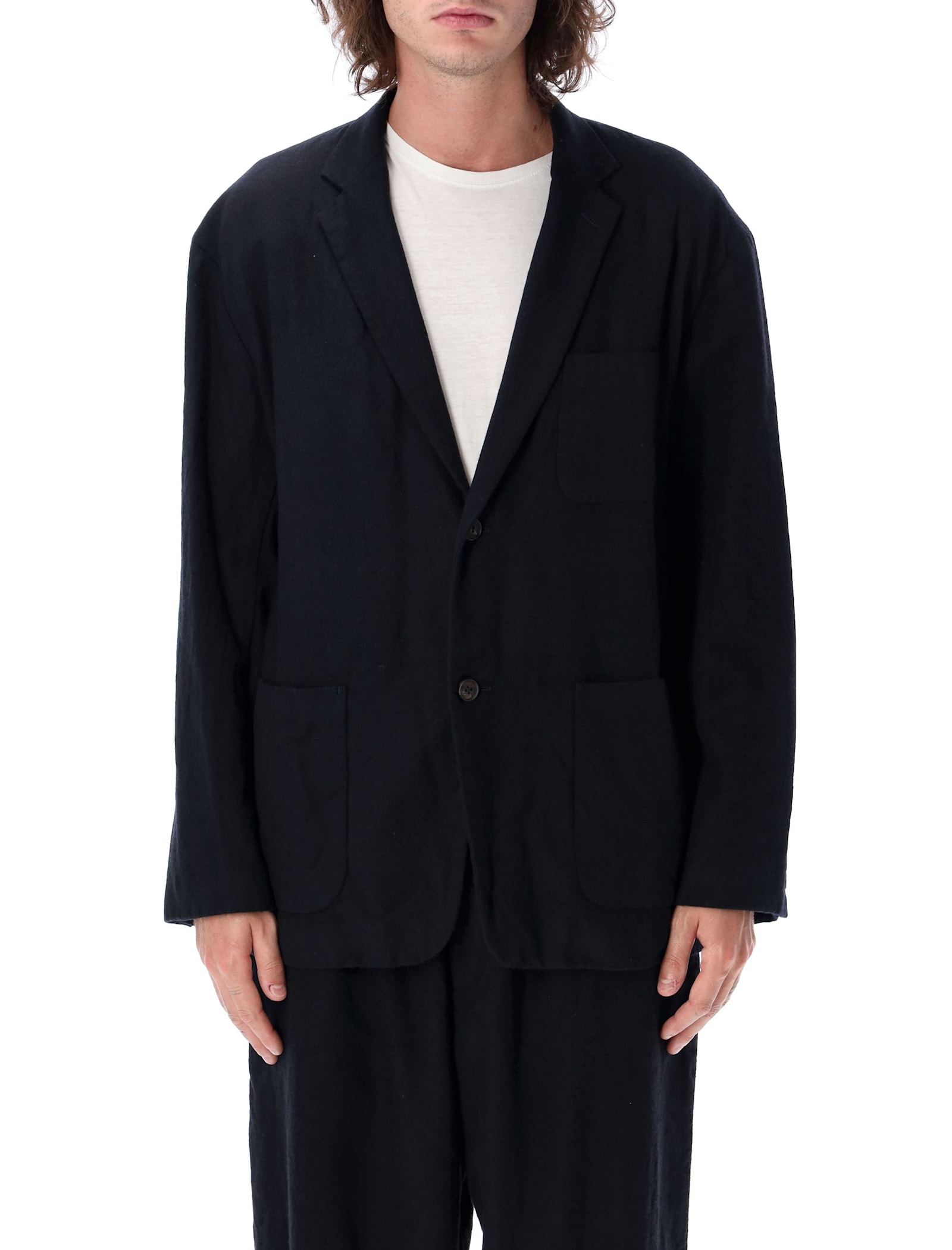 Shop Comme Des Garçons Homme Deux Soft Wool Blazer In Navy