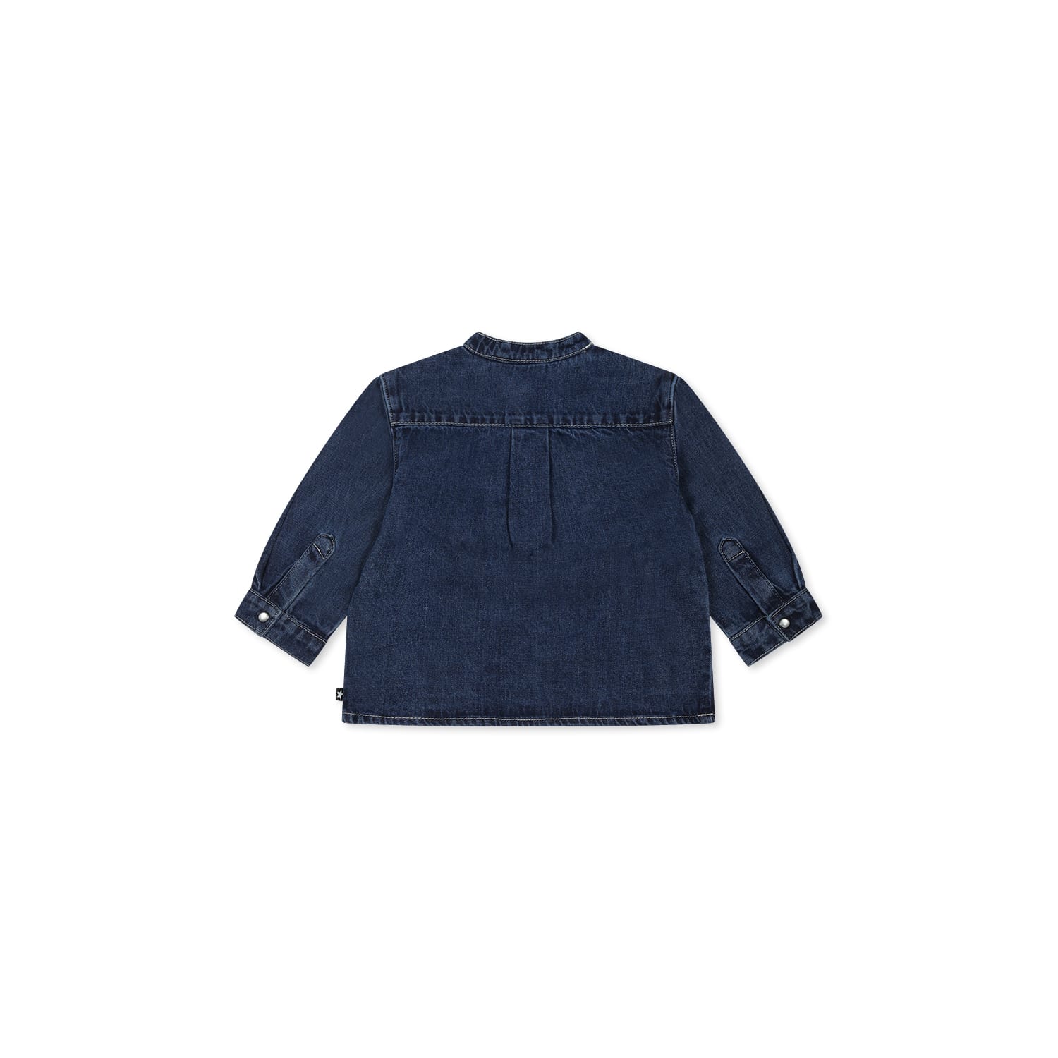 Molo Blue Shirt For Baby Boy With Smile In Denim