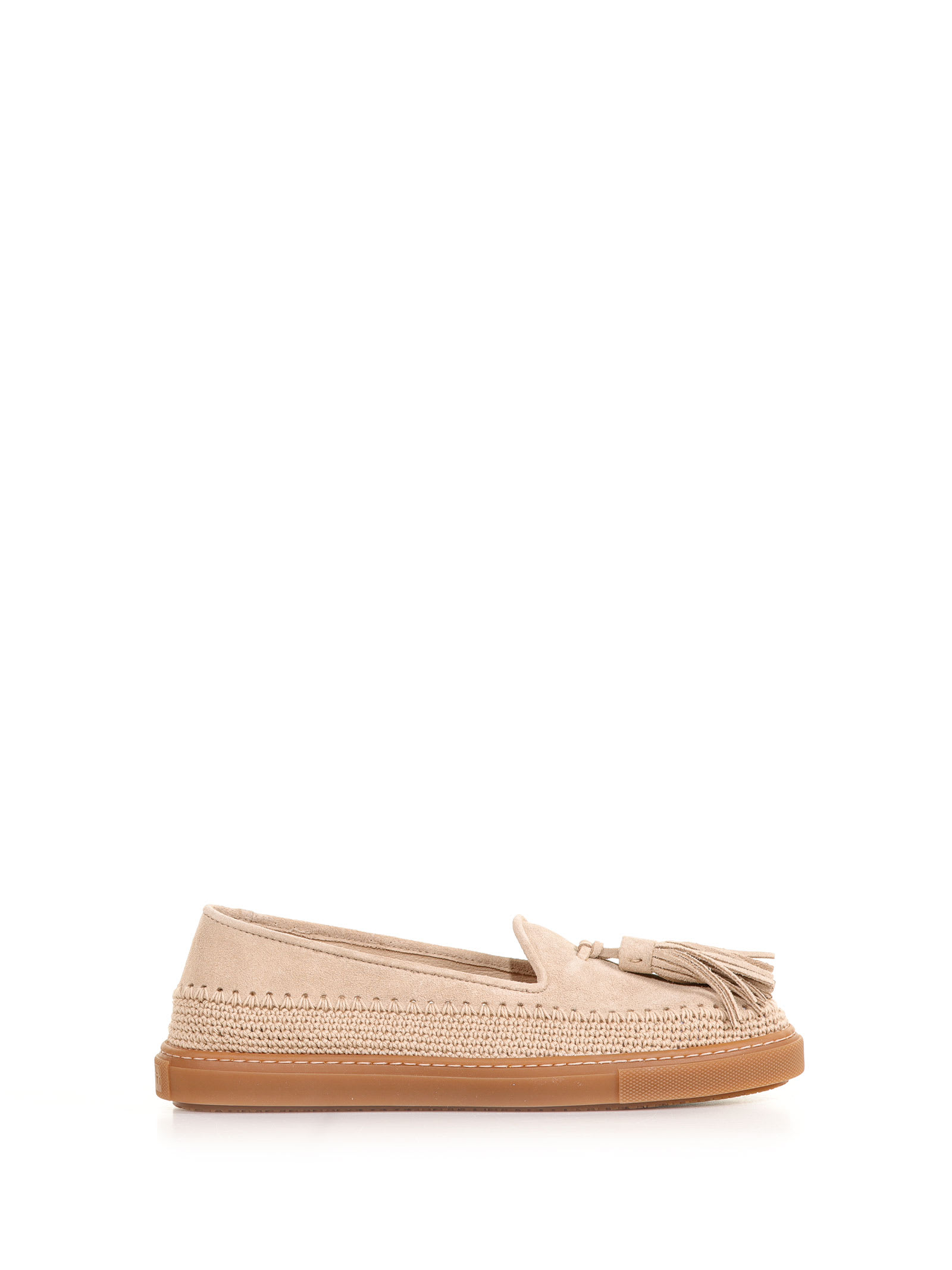 Suede Loafers With Tassels In Canapa