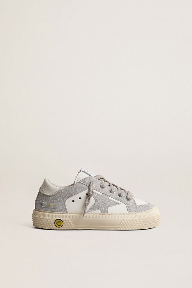 Golden Goose Kids' Sneakers With Logo In Silver