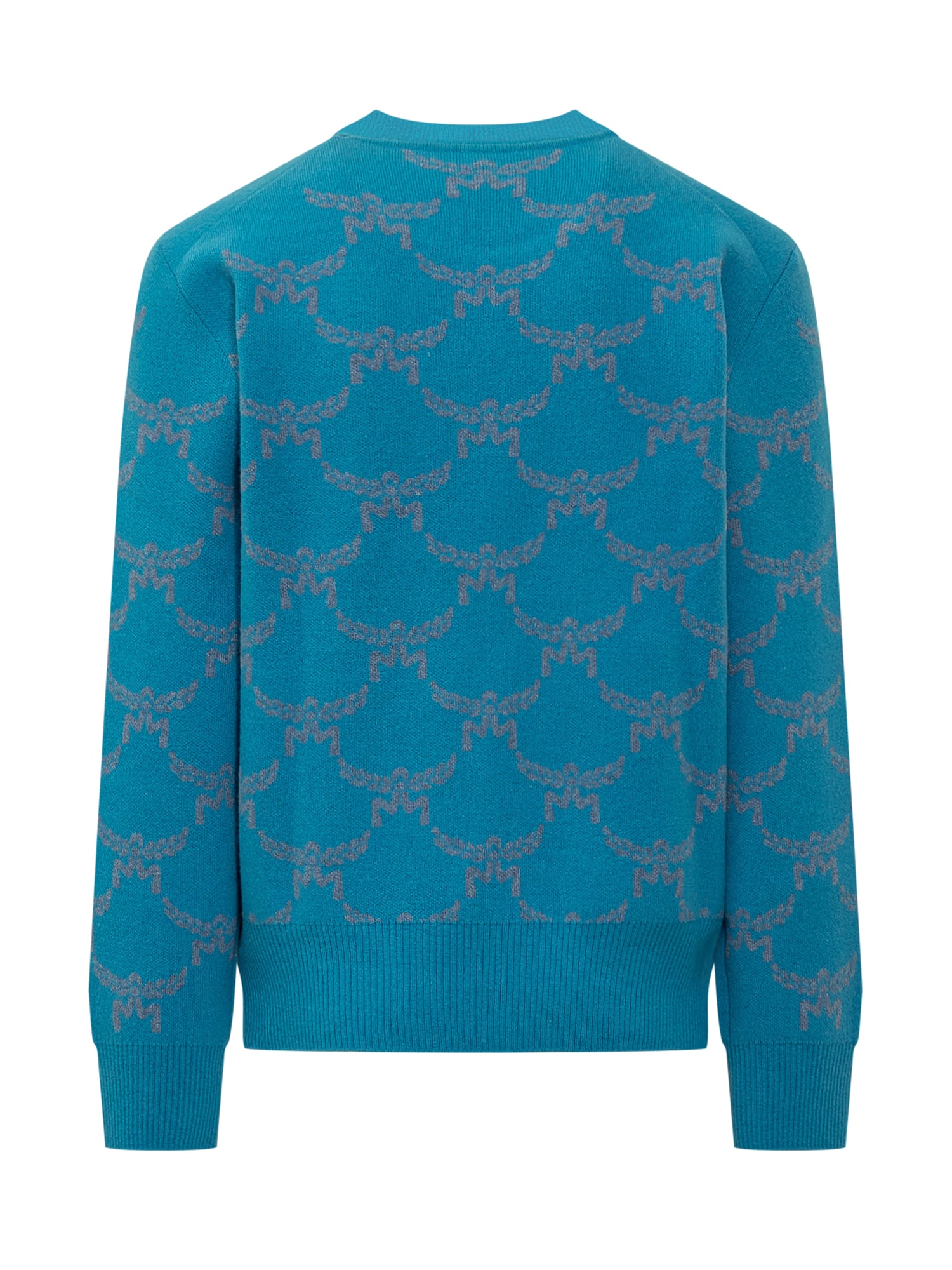 Shop Mcm Sweater With Logo In Blue Heaven