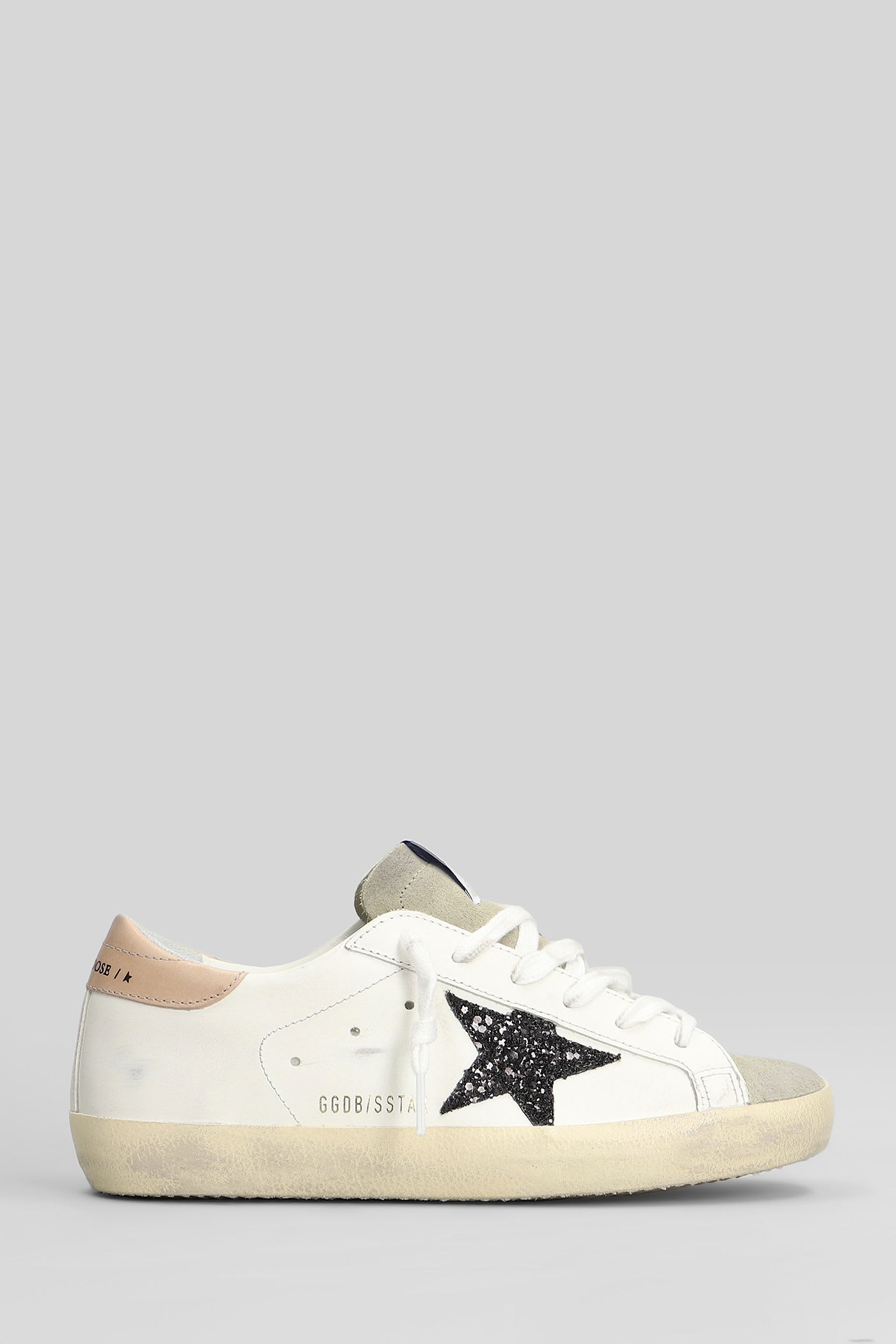 Golden Goose Superstar Leathere Upper Glitter Star Sneaker In White