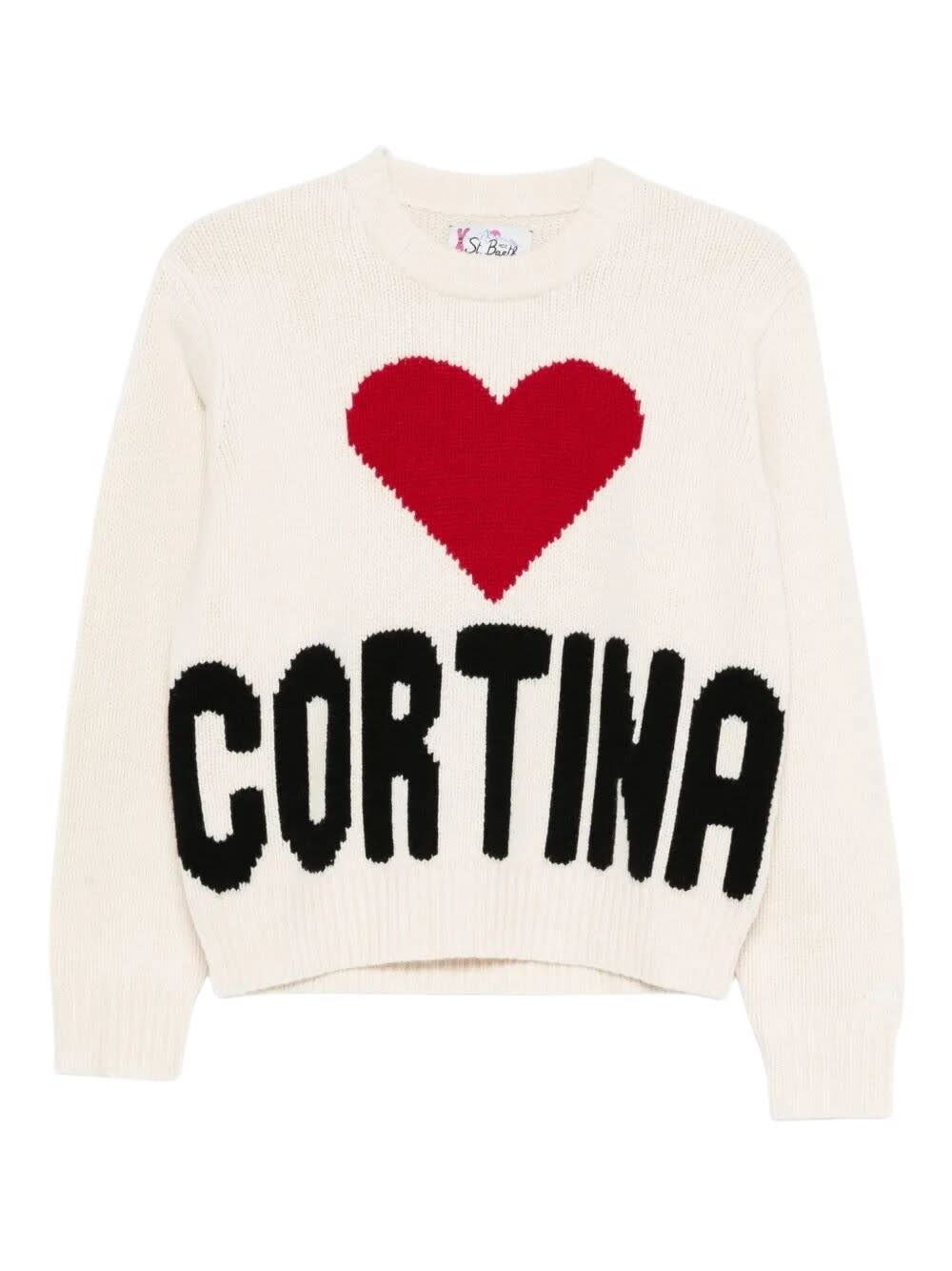 Mc2 Saint Barth Kyla Heart Intarsia Sweater In Neutral
