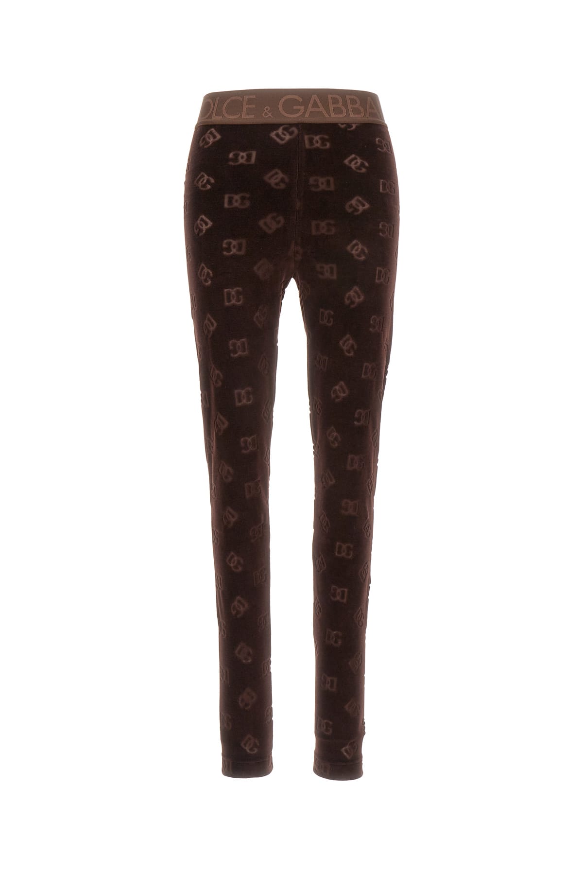 Shop Dolce & Gabbana Chocolate Chenille Leggings In M0023