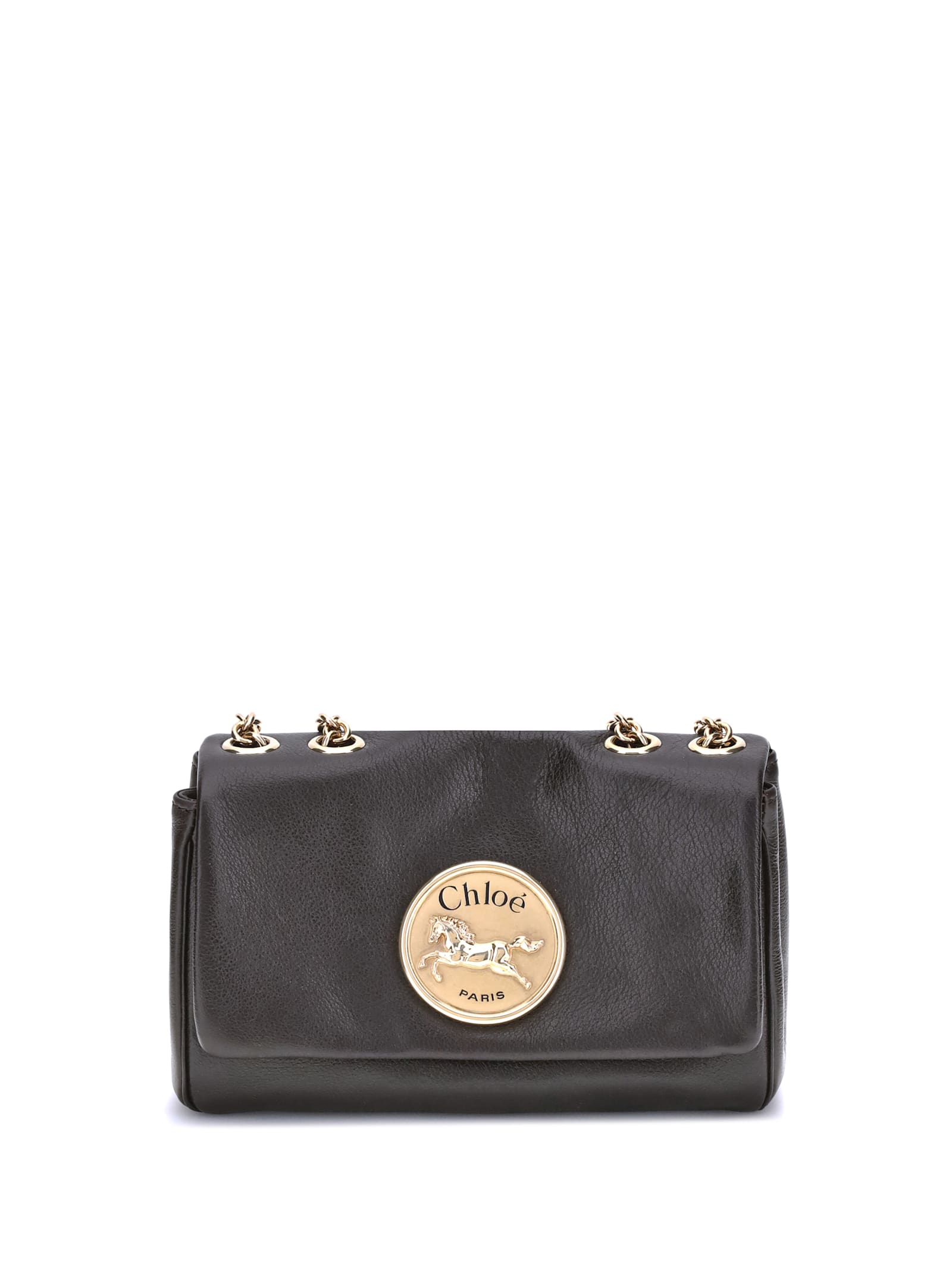 Chloé Chloe Black Leather Heritage Shoulder Bag In Brown