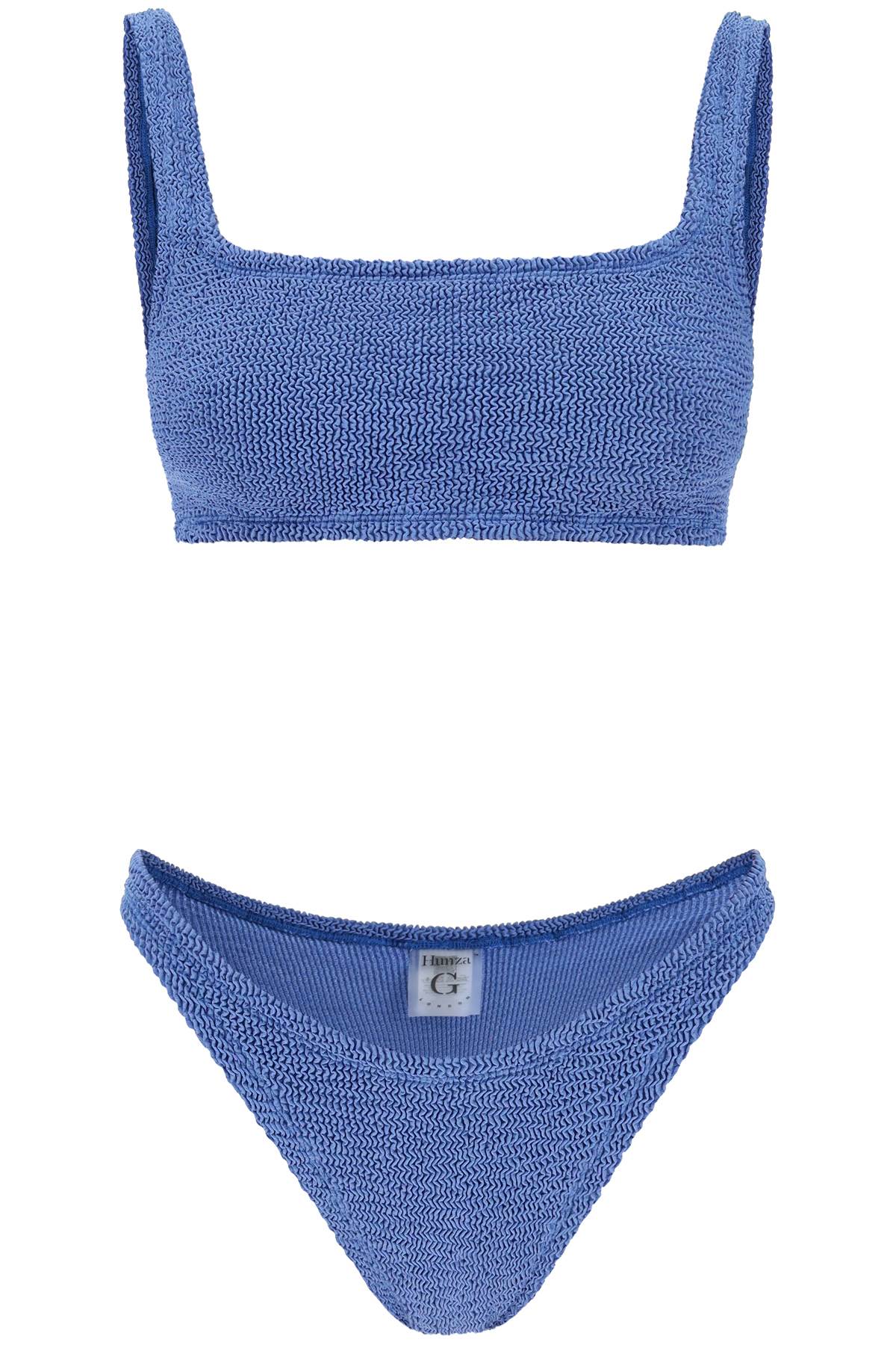 Hunza G Juno Crinkled Two-piece Bikini Set In Metallic Denim (blue)