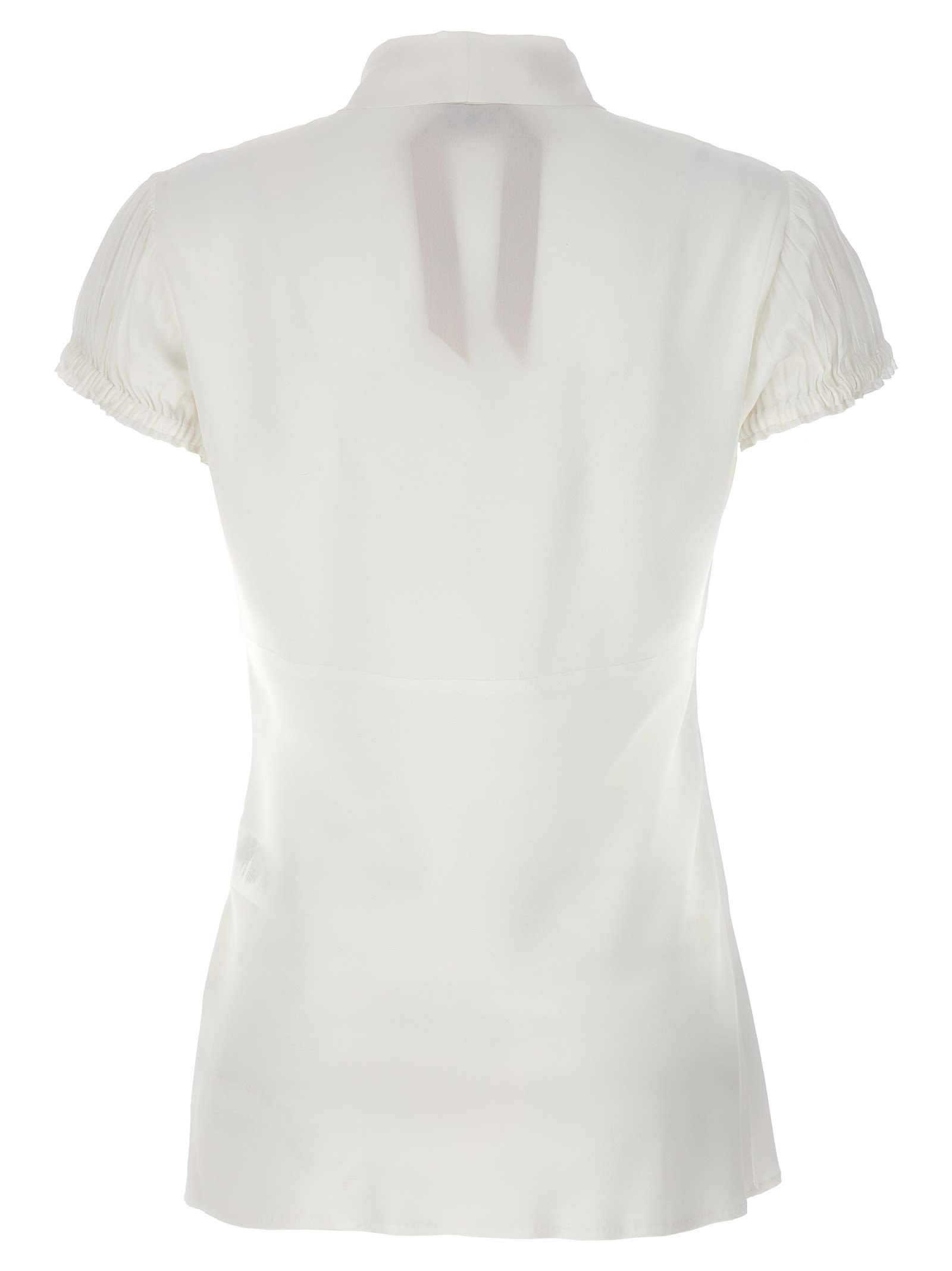 Shop N°21 Lavaliere Silk Blouse In Panna