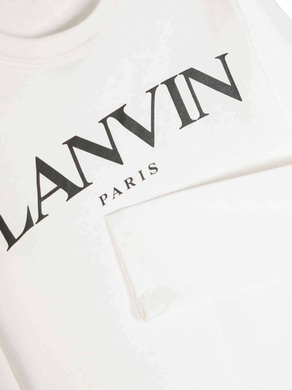 Shop Lanvin T-shirt Nera In Jersey Di Cotone Bambino In Bianco