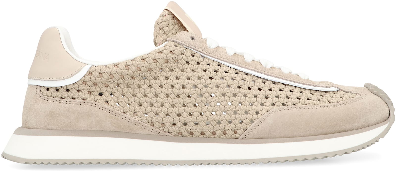 Dolce & Gabbana Leather And Fabric Low-top Sneakers In Sand