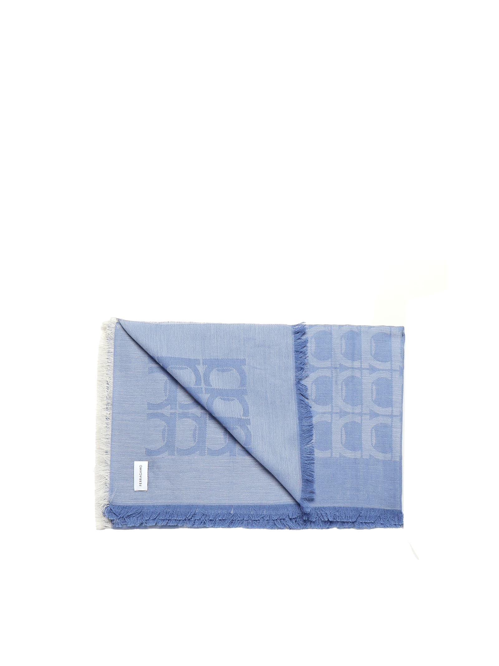 Ferragamo Gancini Monogram Jacquard Stole In Blue