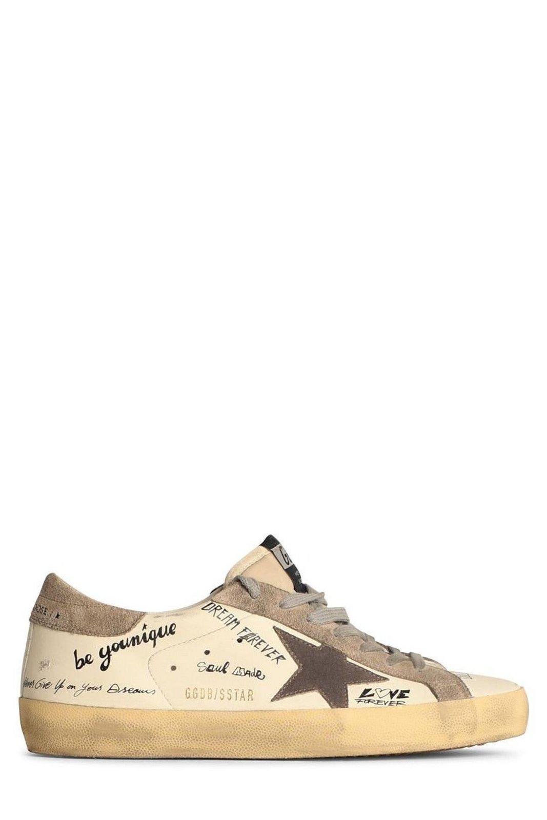 Shop Golden Goose Graphic Printed Low-top Sneakers In White