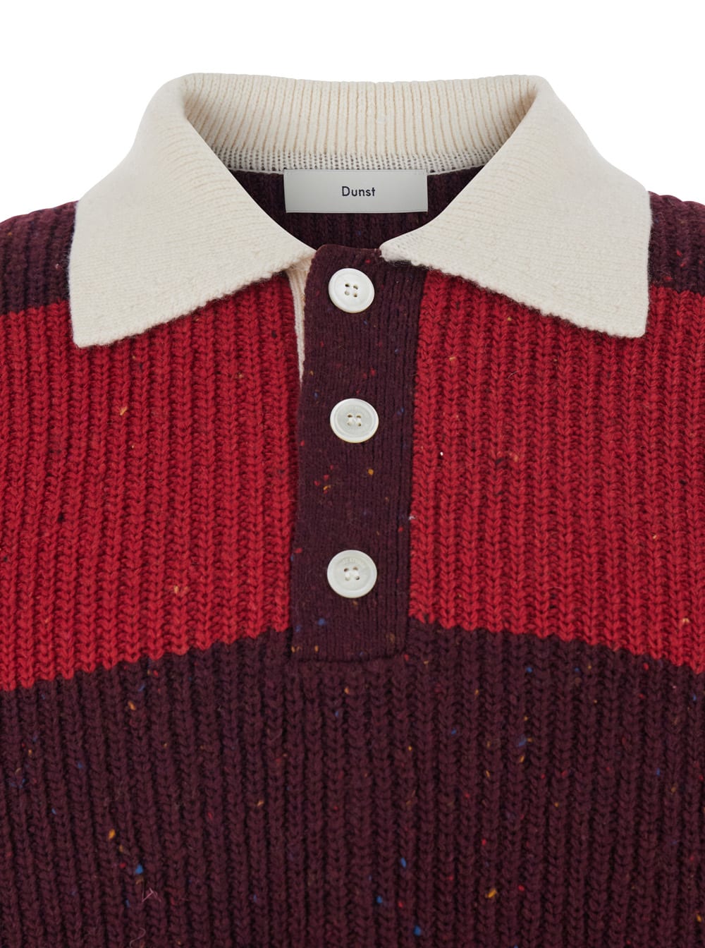 Dunst Striped Crewneck Sweater Contrast Collar In Red