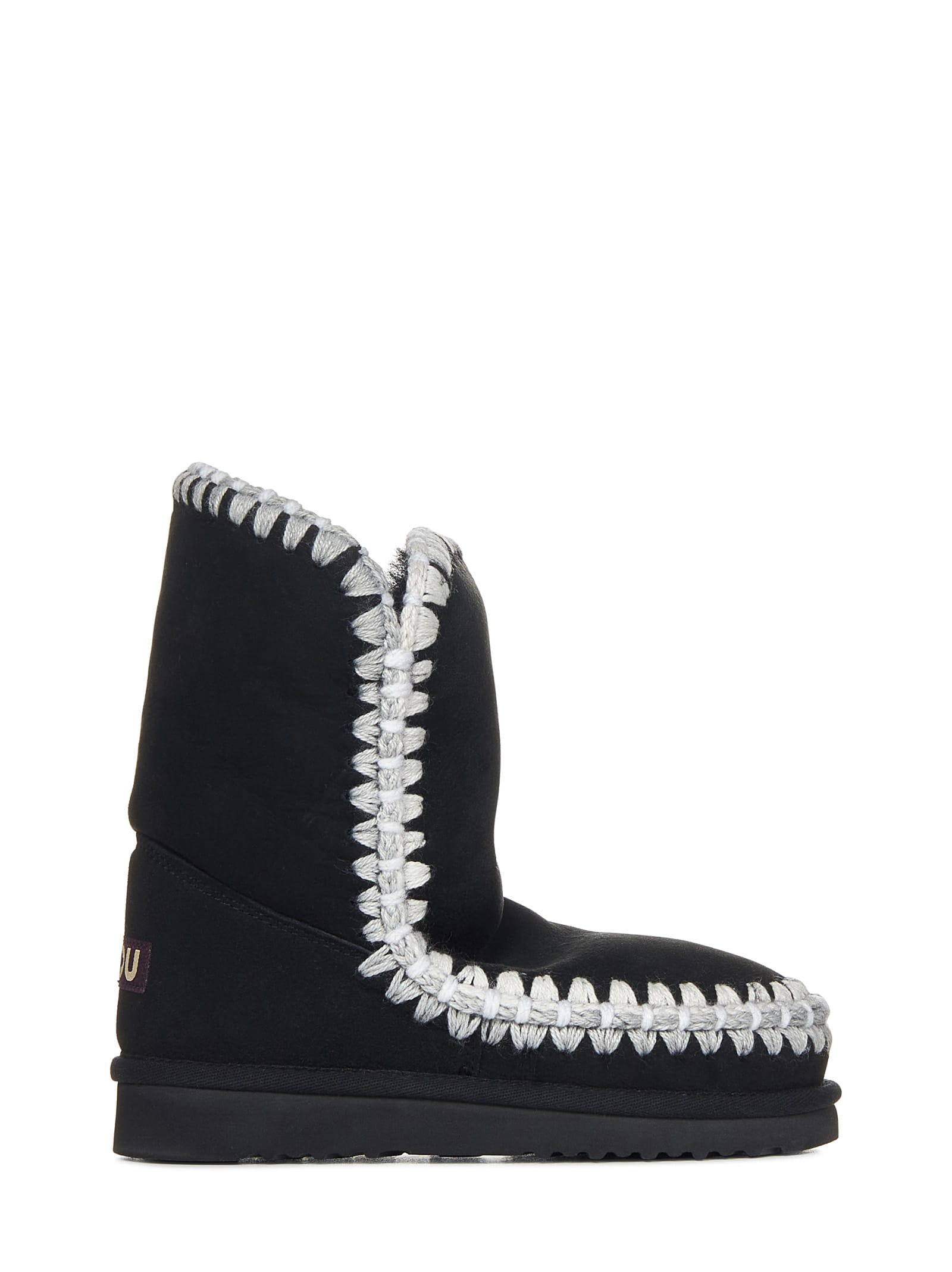 Shop Mou Eskimo Overstitching Boots In Black