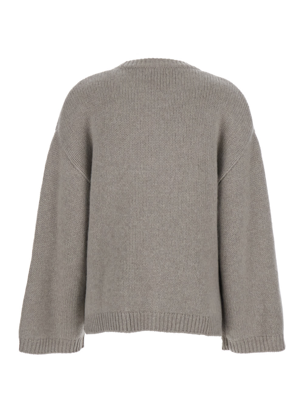 Goat Boyfriend Grey Crewneck Sweater With Dropped Shoulders In Cashmere Woman In Gray