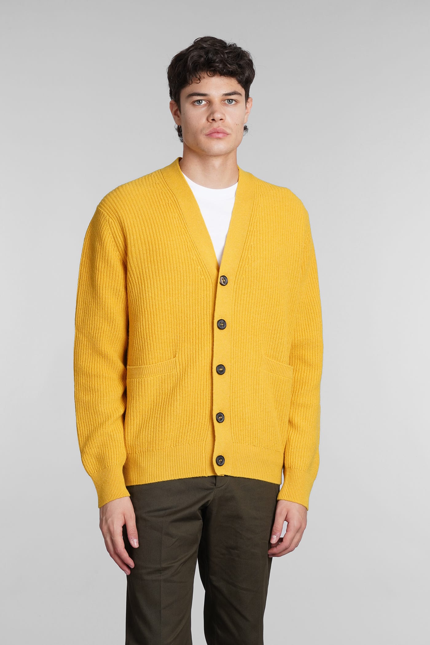 Ballantyne Cardigan In Yellow Wool