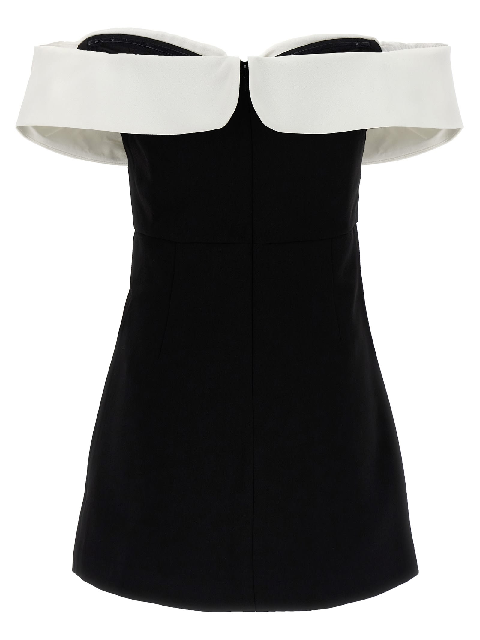 Shop Self-portrait Black Crepe Bow Mini Dress In White/black