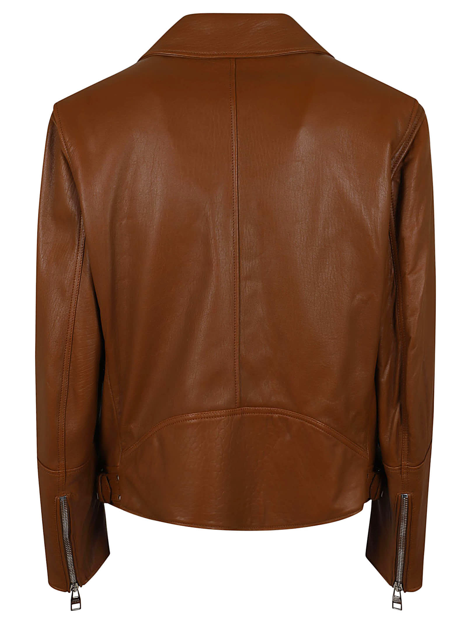 Shop Alexander Mcqueen Leather Biker Jacket In Tobacco