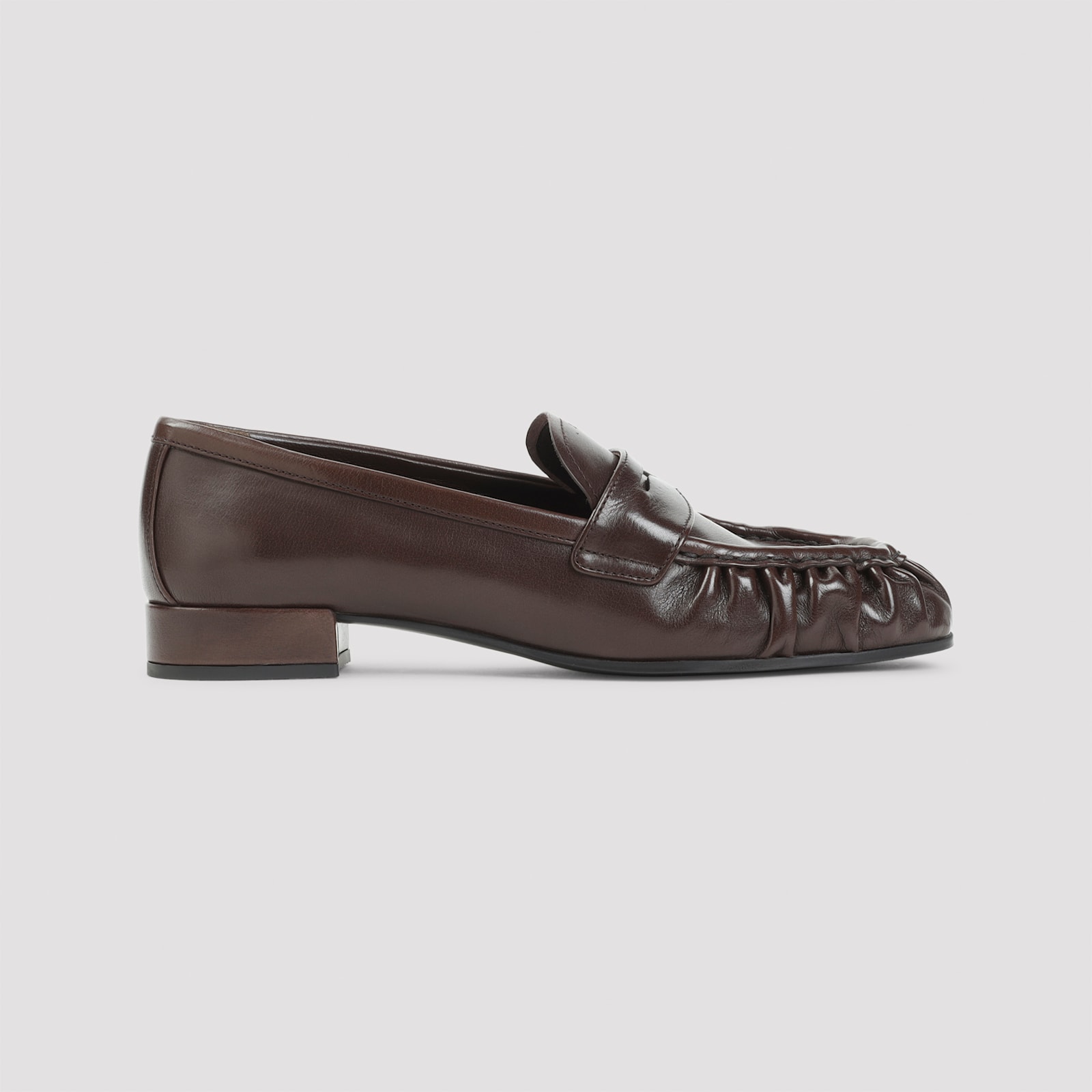 Prada Stylish Loafers Featuring Ruched Detailing In Brown