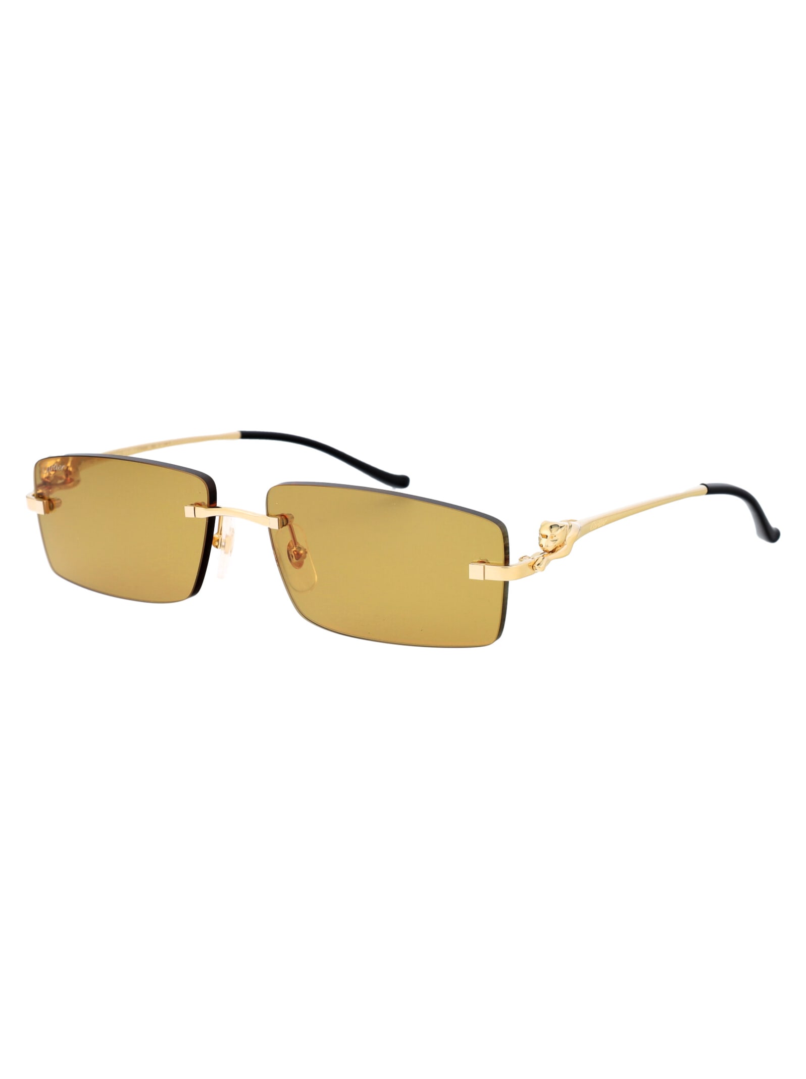 Shop Cartier Ct0430s Sunglasses In 003 Gold Gold Yellow