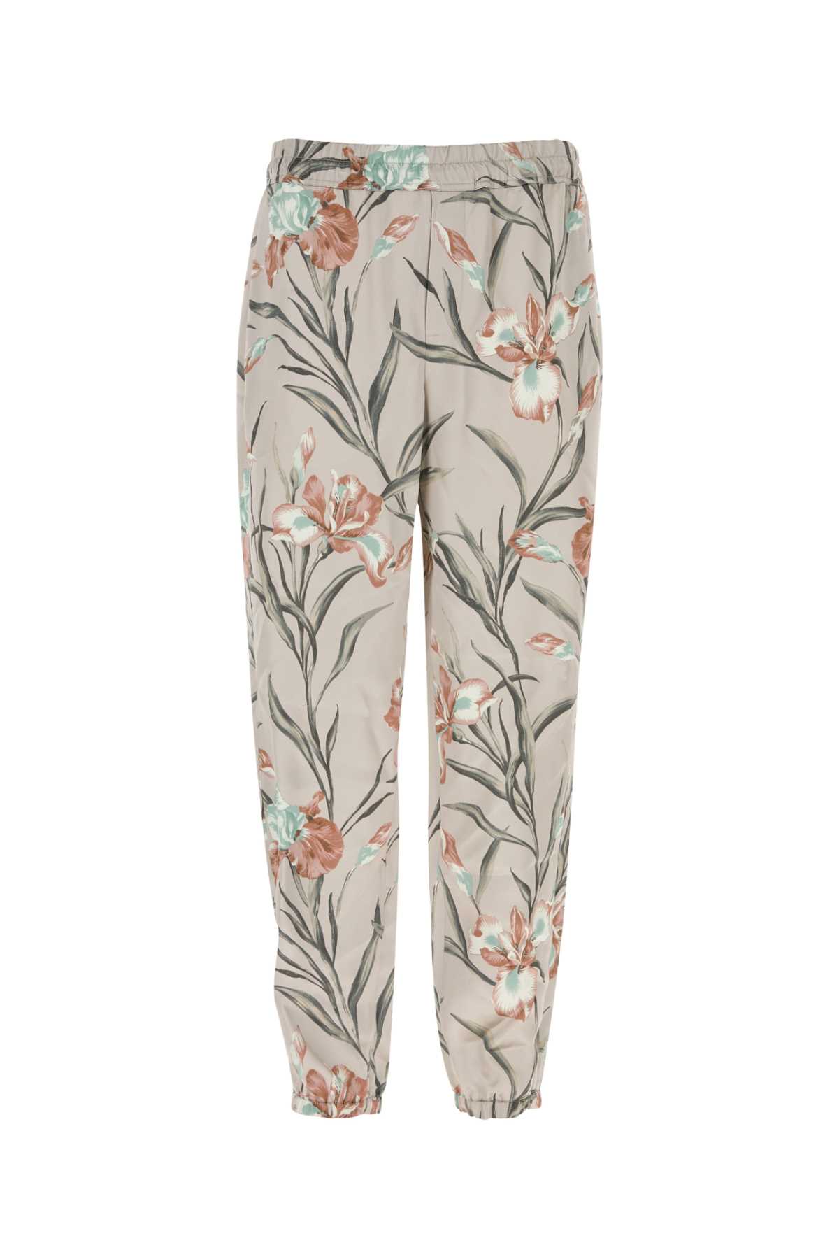 Shop Saint Laurent Printed Satin Pant In Grisrose