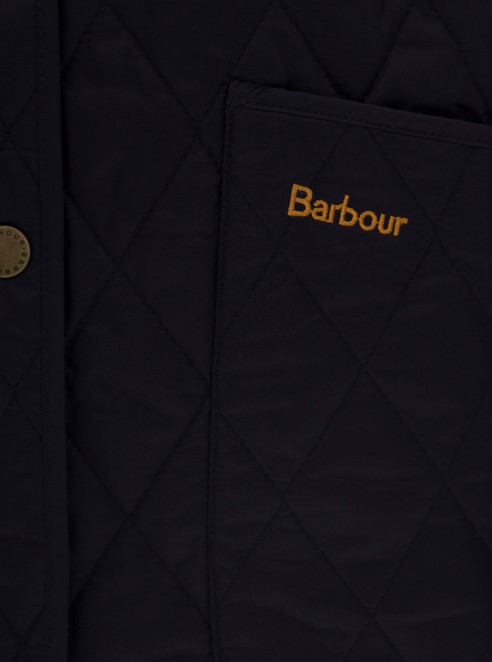 Barbour Navy Blue Quilted Jacket With Contrast Collar In Polyamide Woman In Blue