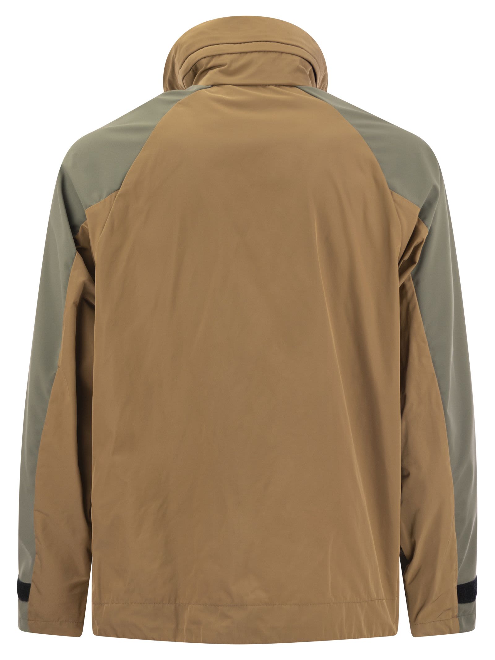 Shop Colmar Colourblock Jacket With Concealed Hood In Brown/green