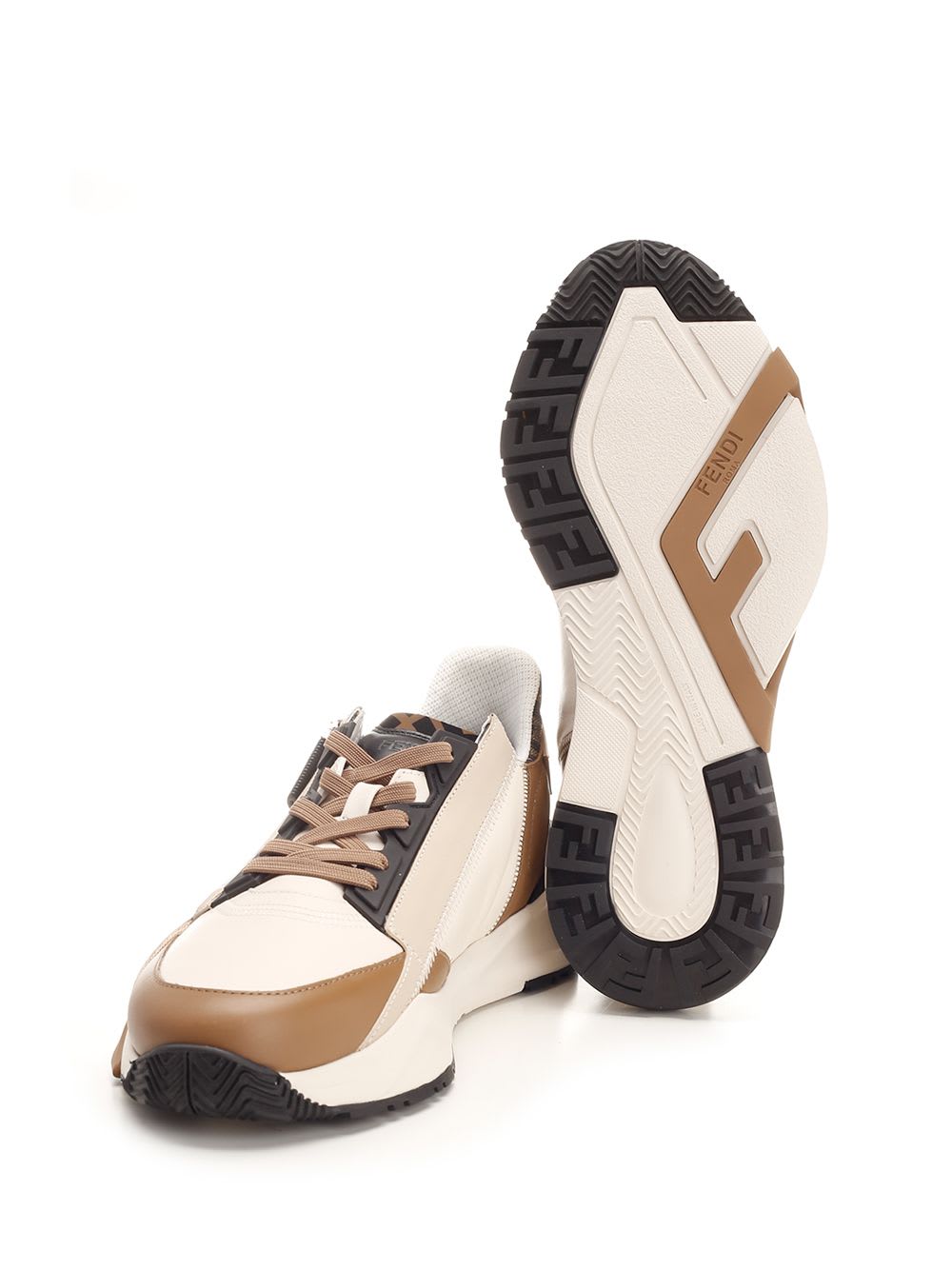 Shop Fendi Flow Sneakers In Beige