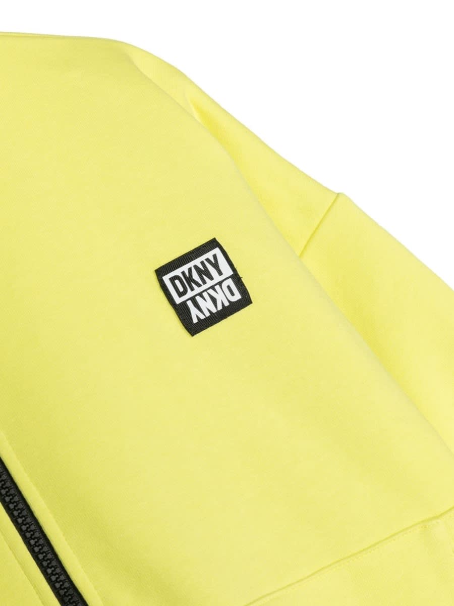 Dkny Logo Patch Short-sleeve Zipper In Yellow