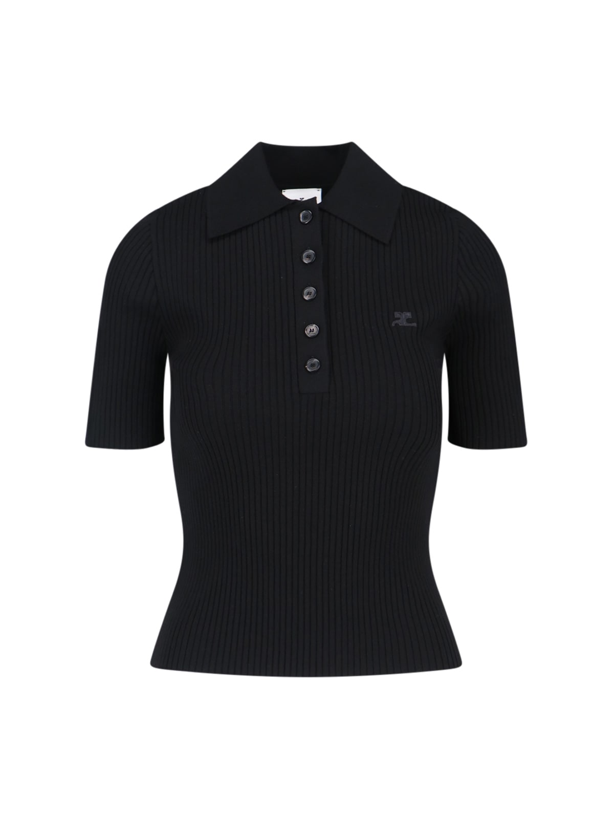 Shop Courrèges Logo Polo Shirt In Black