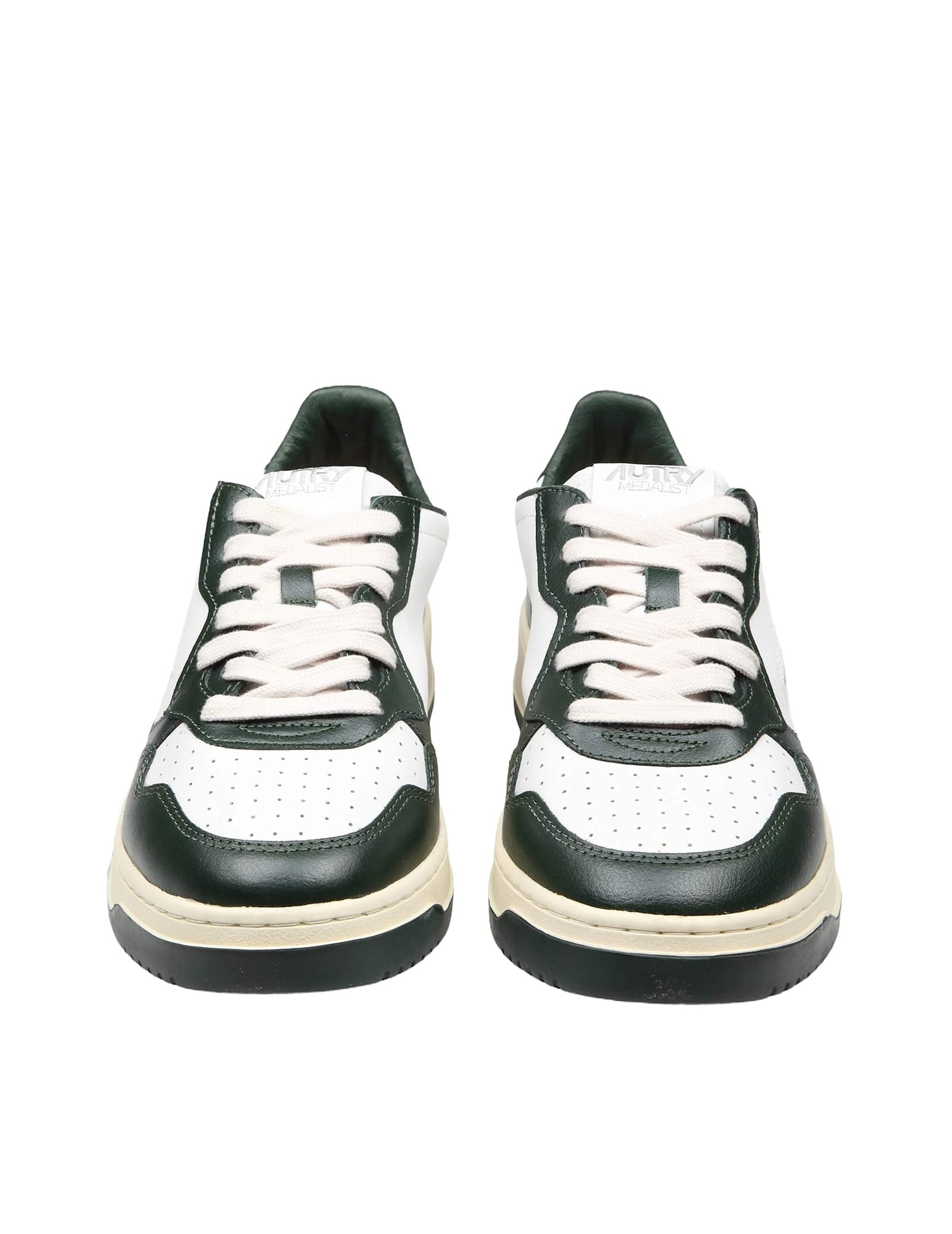 Shop Autry Medalist Leather Sneakers White/green