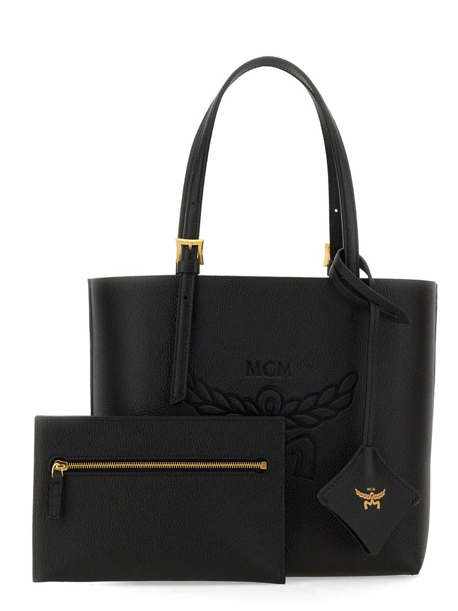 Shop Mcm Mini Himmel Shopping Bag In Black