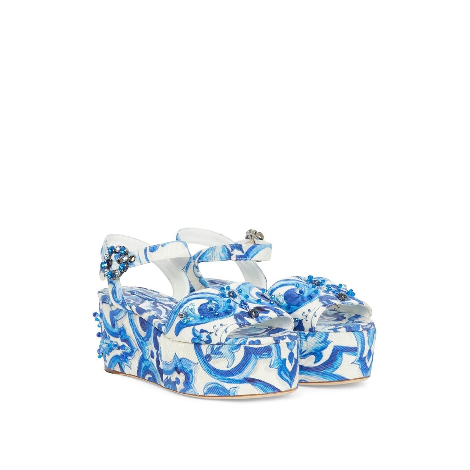 Shop Dolce & Gabbana Wedge Sandals In Blue