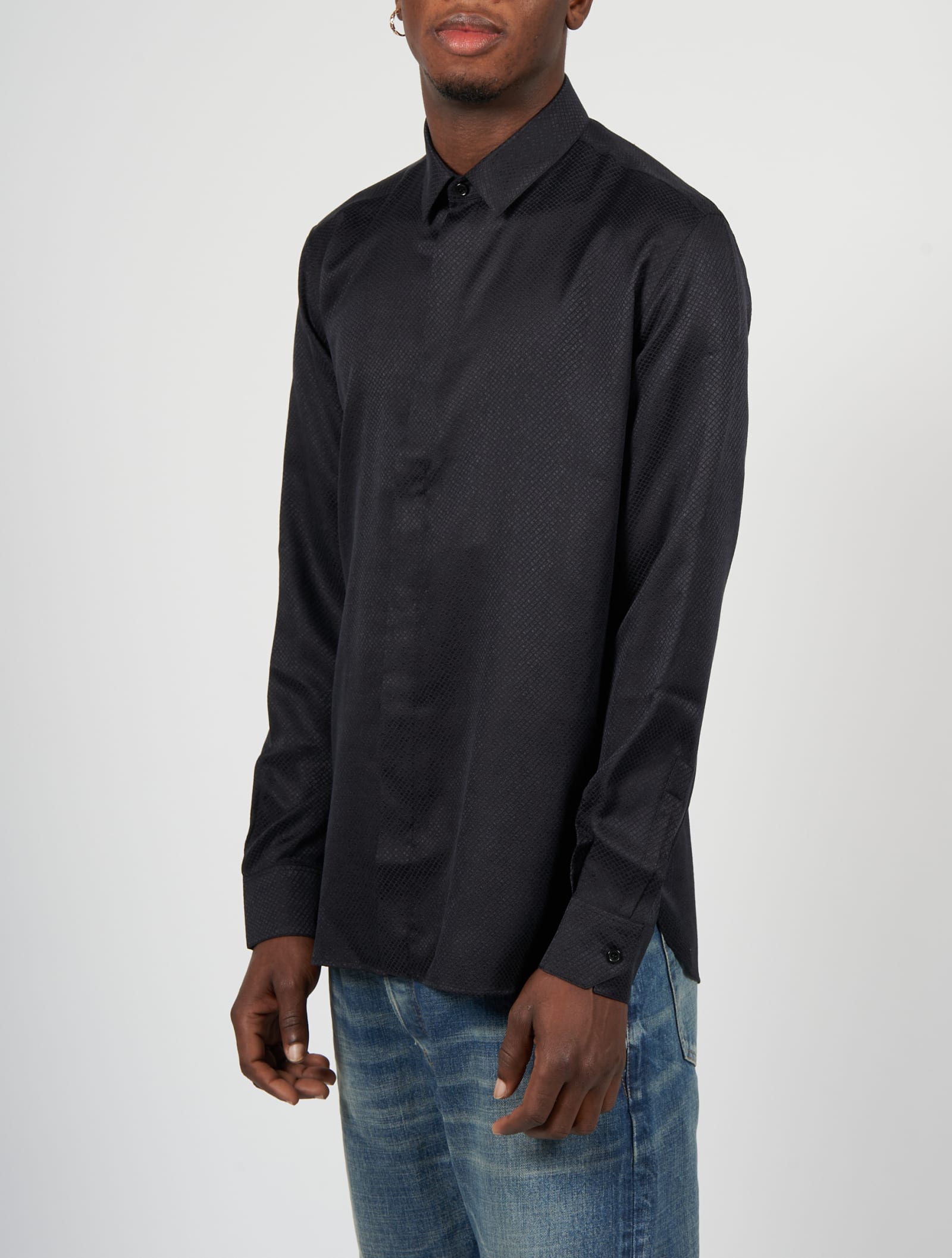 Shop Saint Laurent Yves Collar Classic Shirt In Black