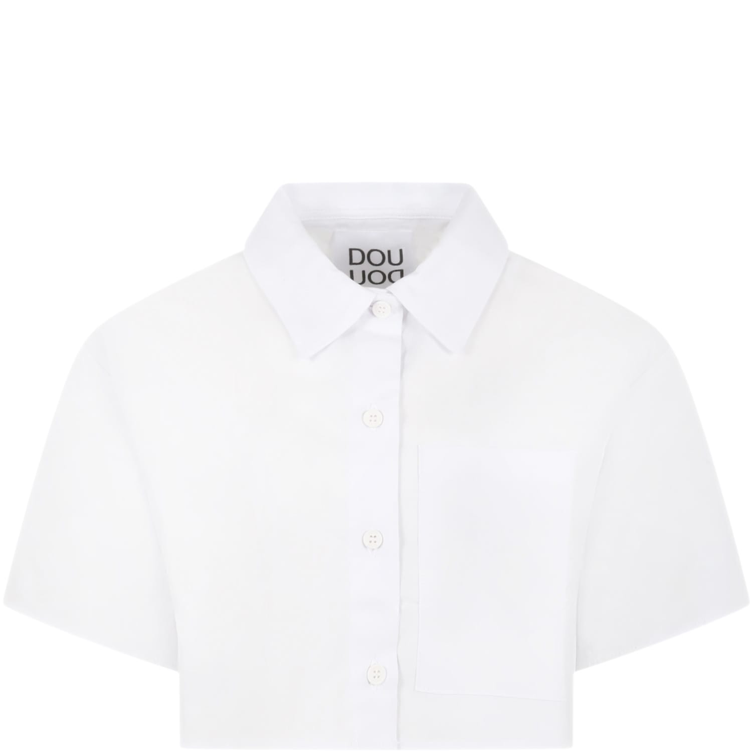 Douuod White Shirt For Girl With Black Logo