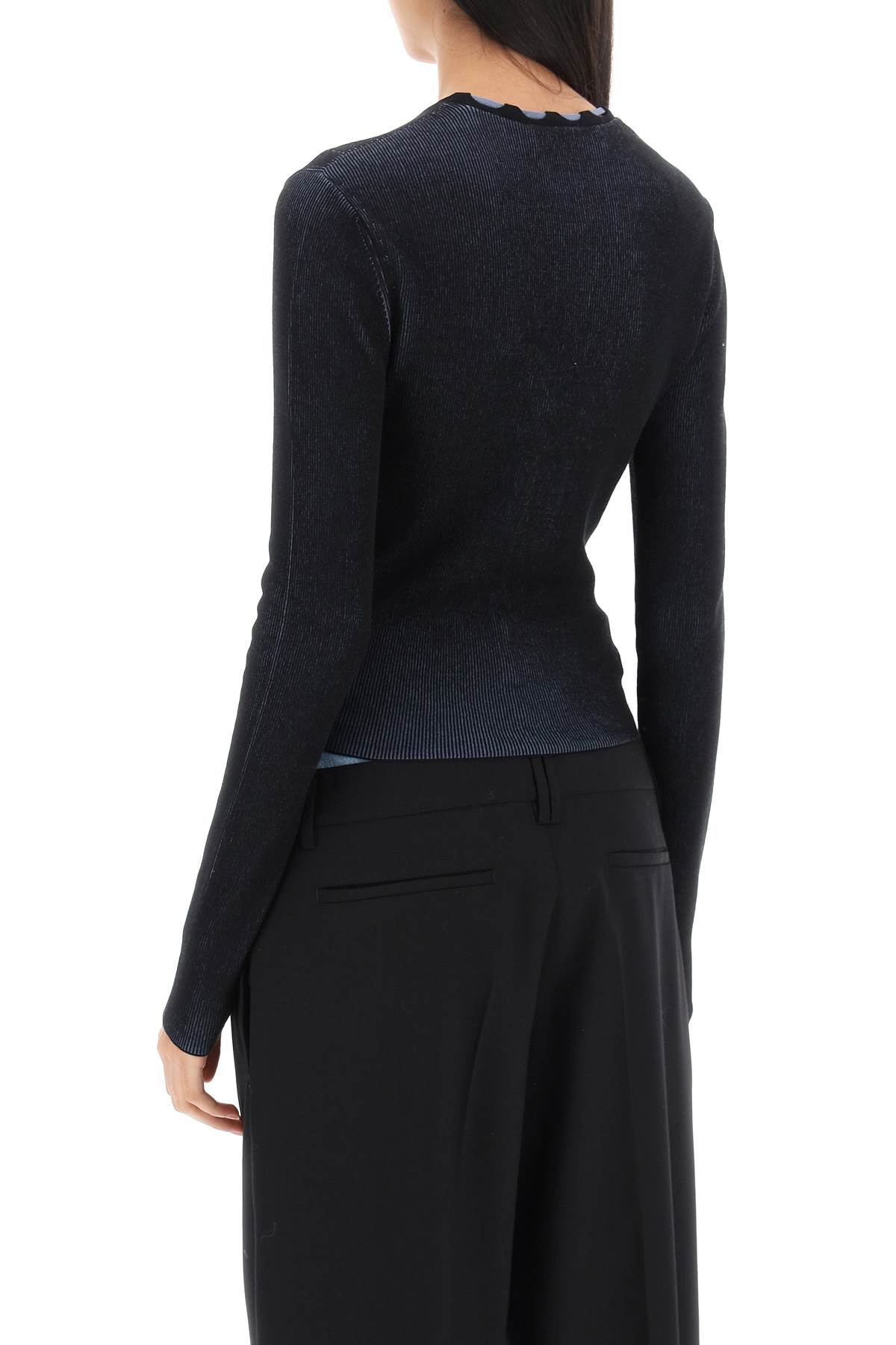 Shop Dion Lee Two-tone Lace-up Cardigan In Black Storm Blue (black)