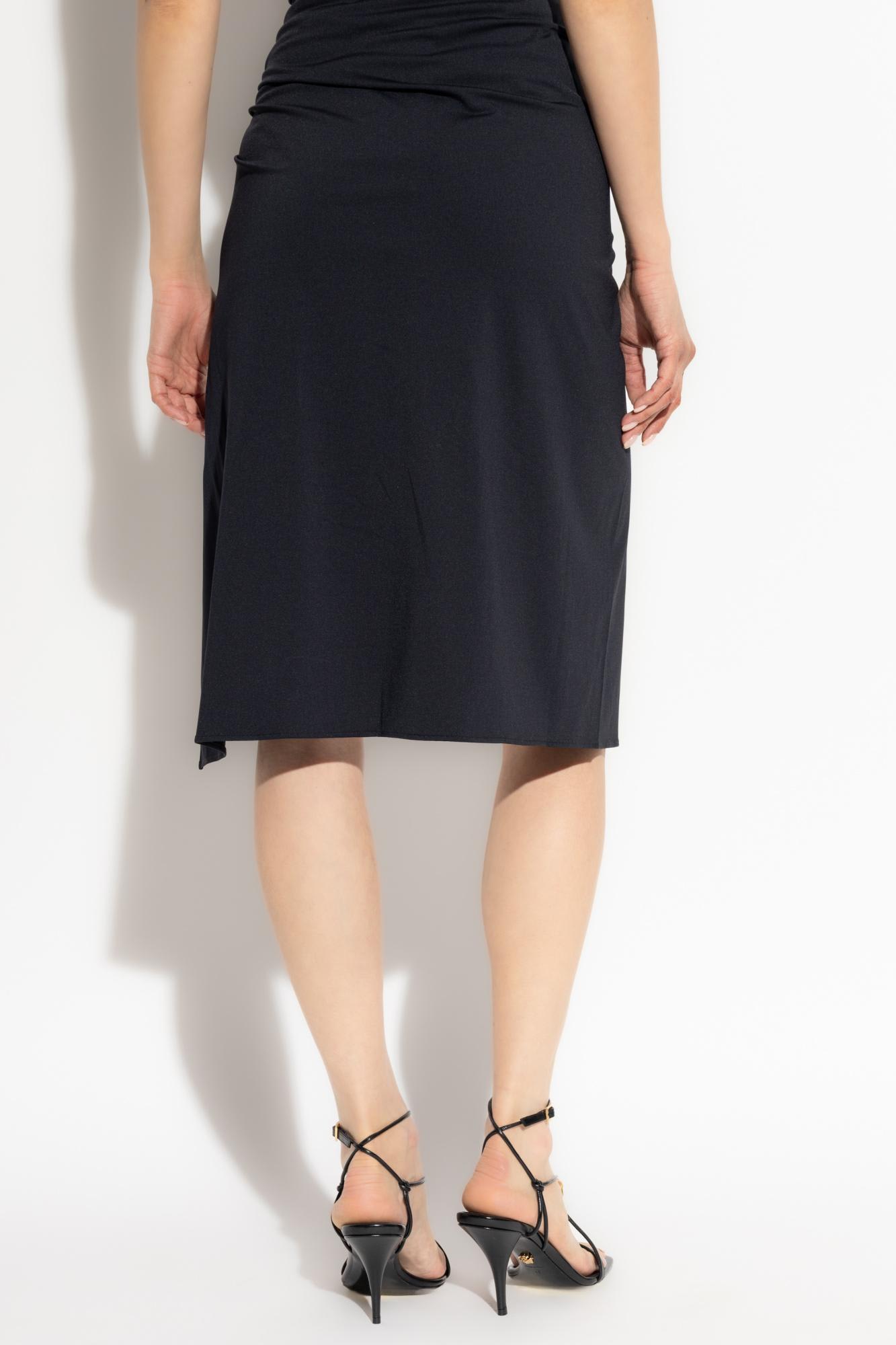 Versace Rolled High-rise Midi Skirt In Black