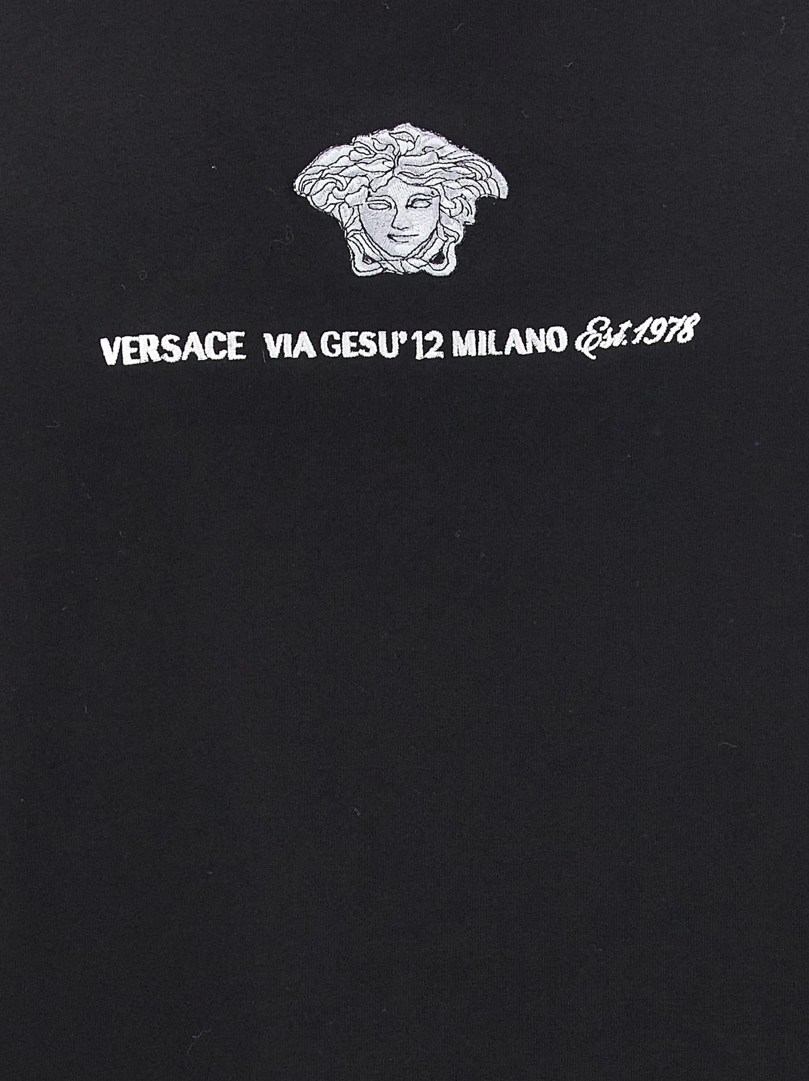 Shop Versace Logo Embroidery T-shirt In Nero