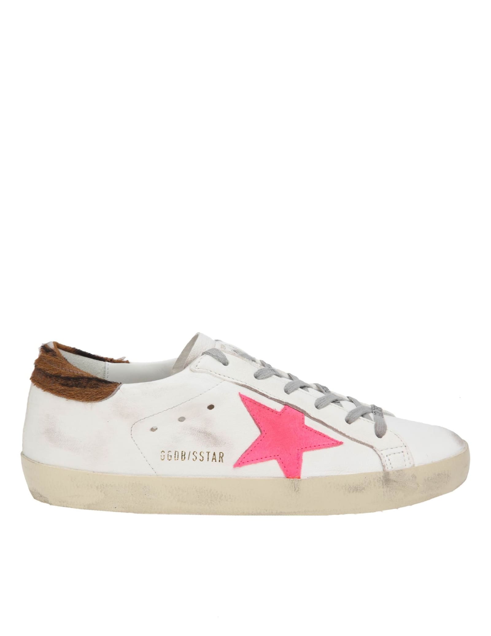 GOLDEN GOOSE GOLDEN GOOSE SUPER STAR SNEAKERS IN WHITE AND FUCHSIA LEATHER