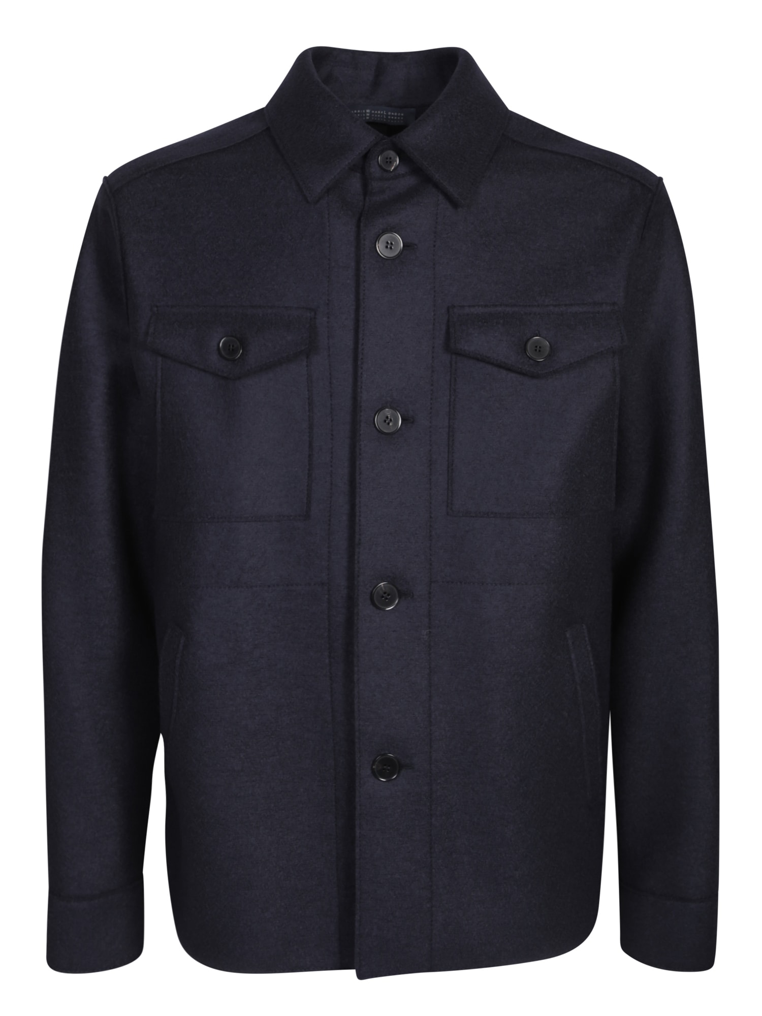 Shop Harris Wharf London Wool Blue Overshirt