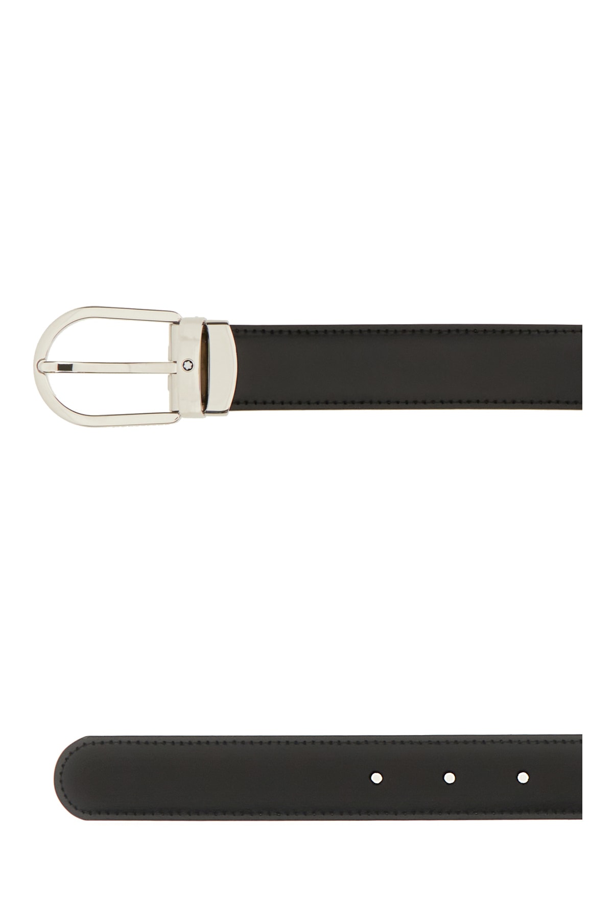 Shop Montblanc Black Leather Reversible Belt In Blackbrown