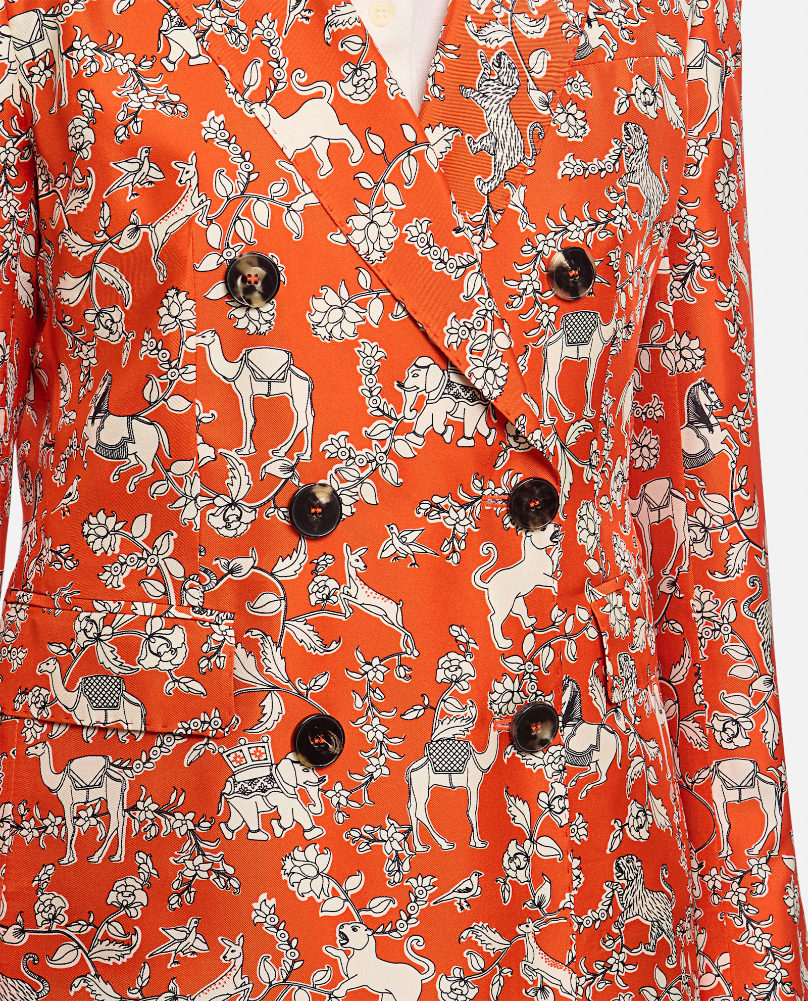 Alberto Biani Orange Patterned Double-breasted Jacket In Orange