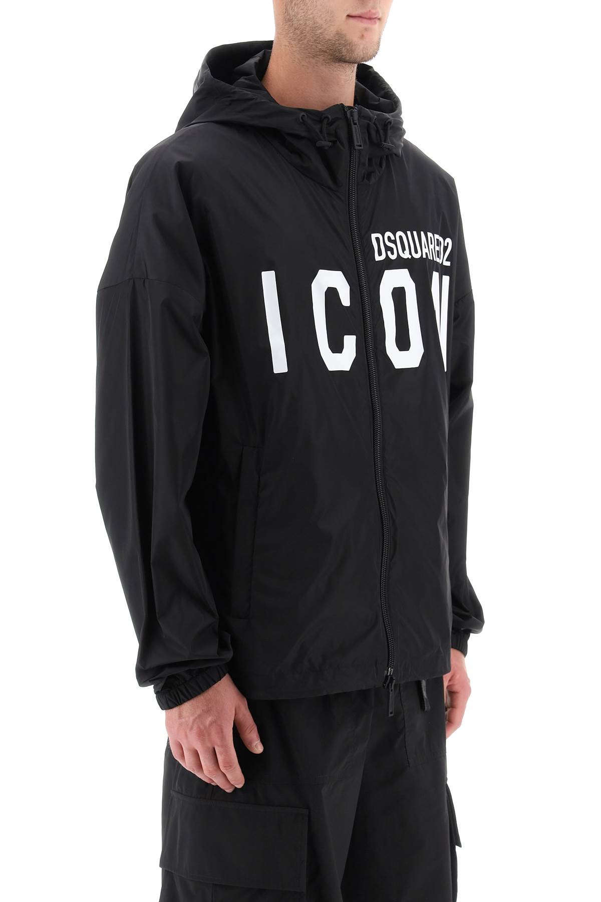 Shop Dsquared2 Be Icon Windbreaker Jacket In Black (white)